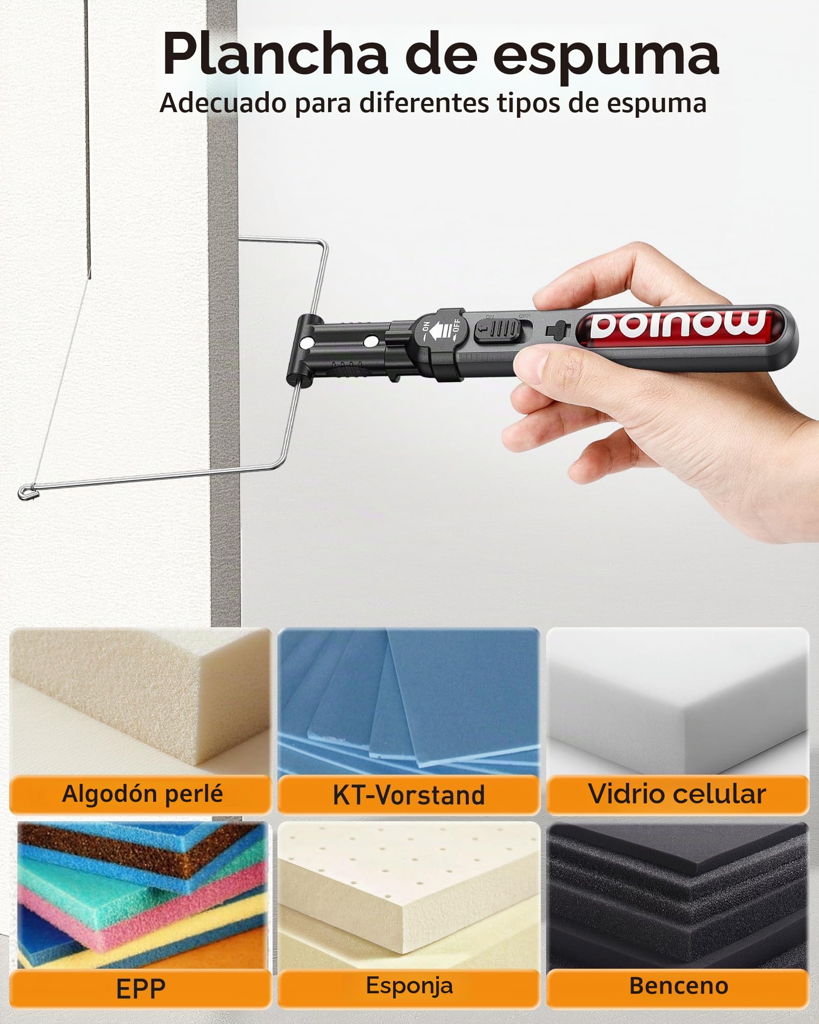 Cortador de poliestireno eléctrico, batería, alambre caliente 550 ℃, espuma mejorado, luz LED y carga USB-C, dispositivo para tallar