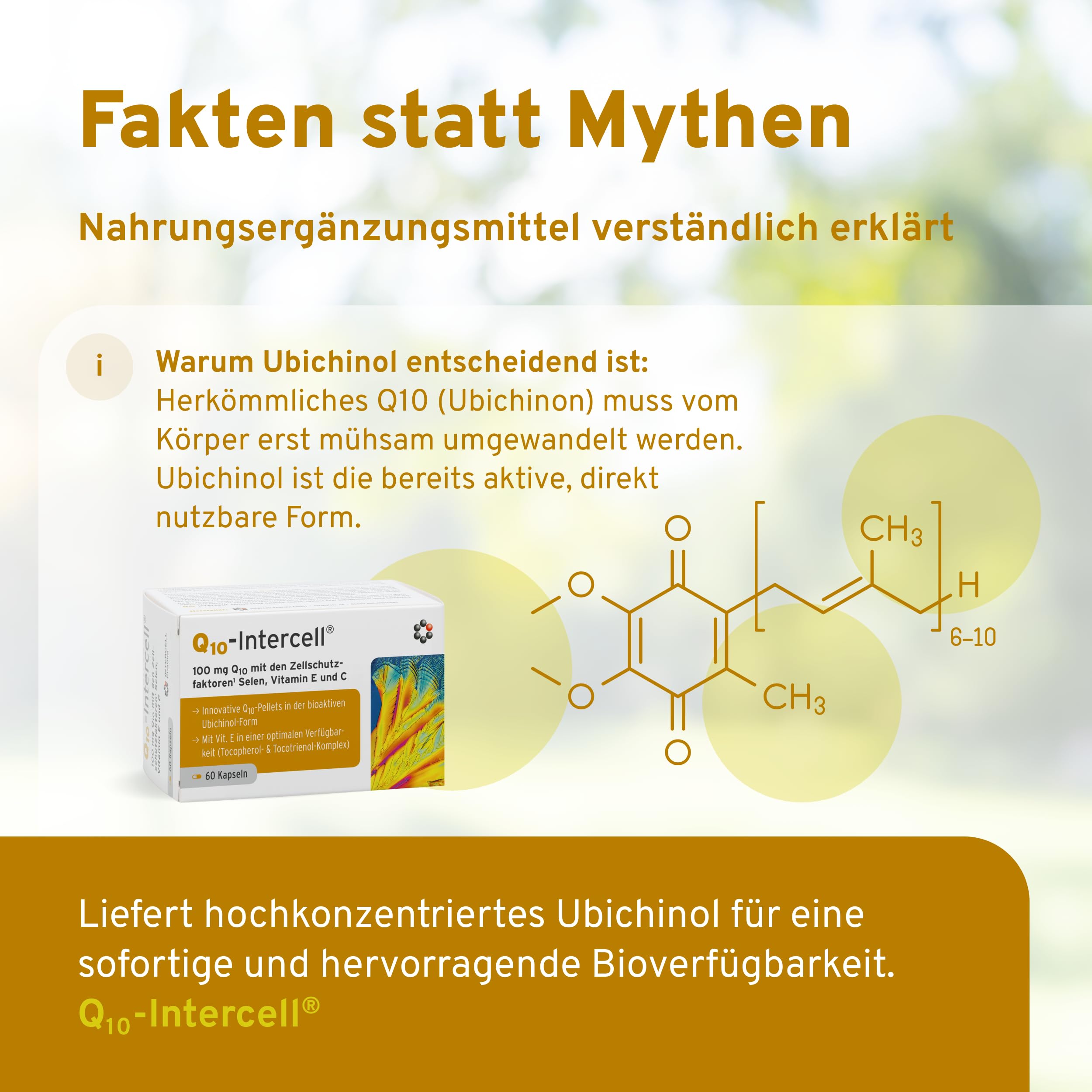 Coenzym Q10 Intercell mit Ubichinol Pellets - Hochdosiert & exzellente Bioverfügbarkeit (Humanstudie) – 60 Kapseln mit Selen, Vitamin C & E – Innovatives 2-Phasen System ohne Gelatine
