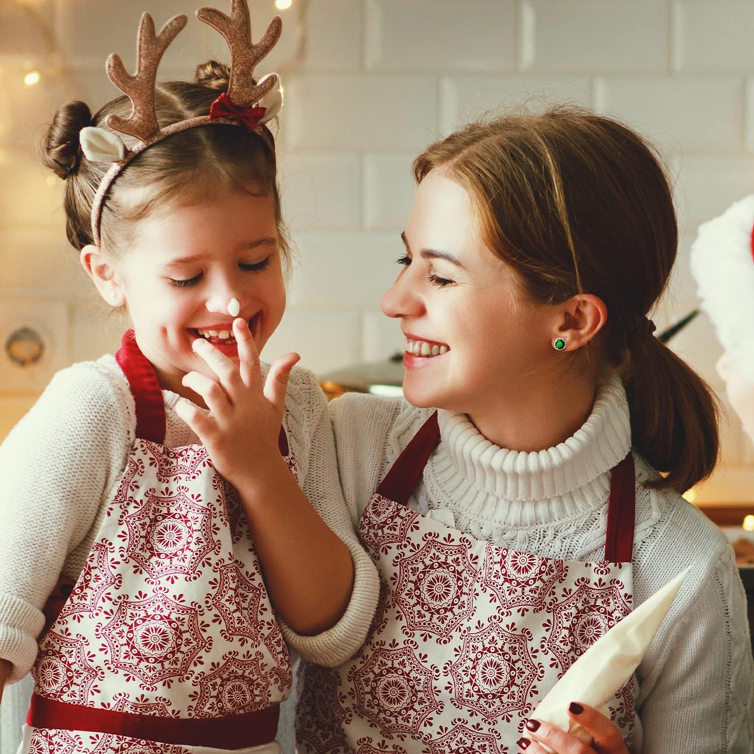 SWEETV Cubic Zirconia Stud Earrings, 8mm Round Cut, Rhinestone Hypoallergenic Earrings for Women & Girls - Image 3