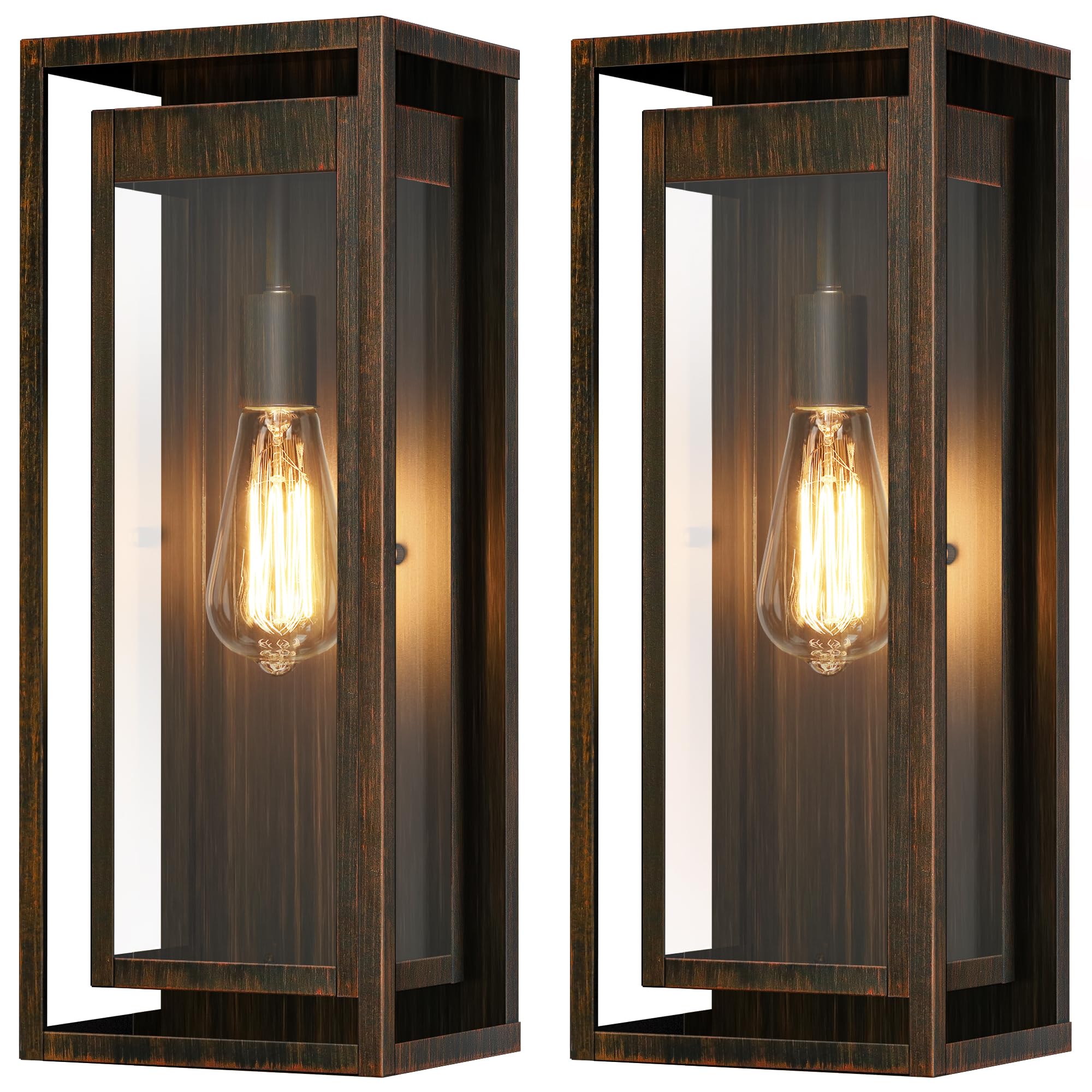 19" Large Outdoor Wall Light Fixtures,Distressed Brown Porch Light