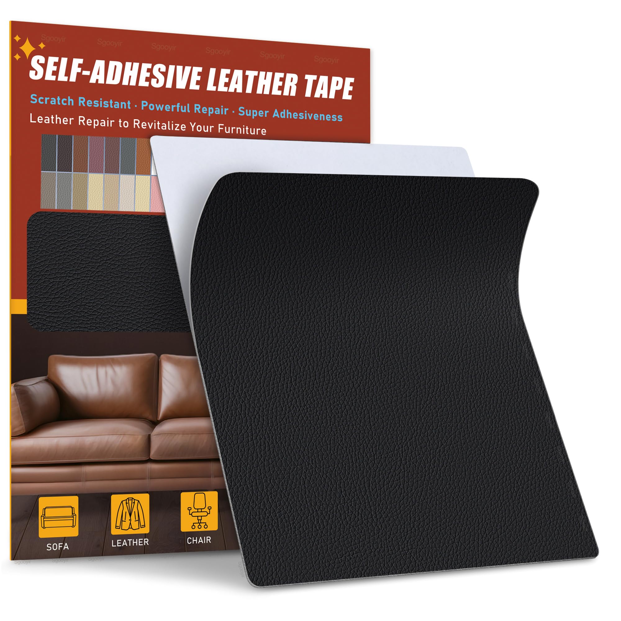Sgooyir Leder Reparatur Set, Kunstleder Selbstklebend, Kunstleder Reparaturset Flicken Selbstklebend Patch für Autositze, Sofa, Jacken, couch, MöbelV