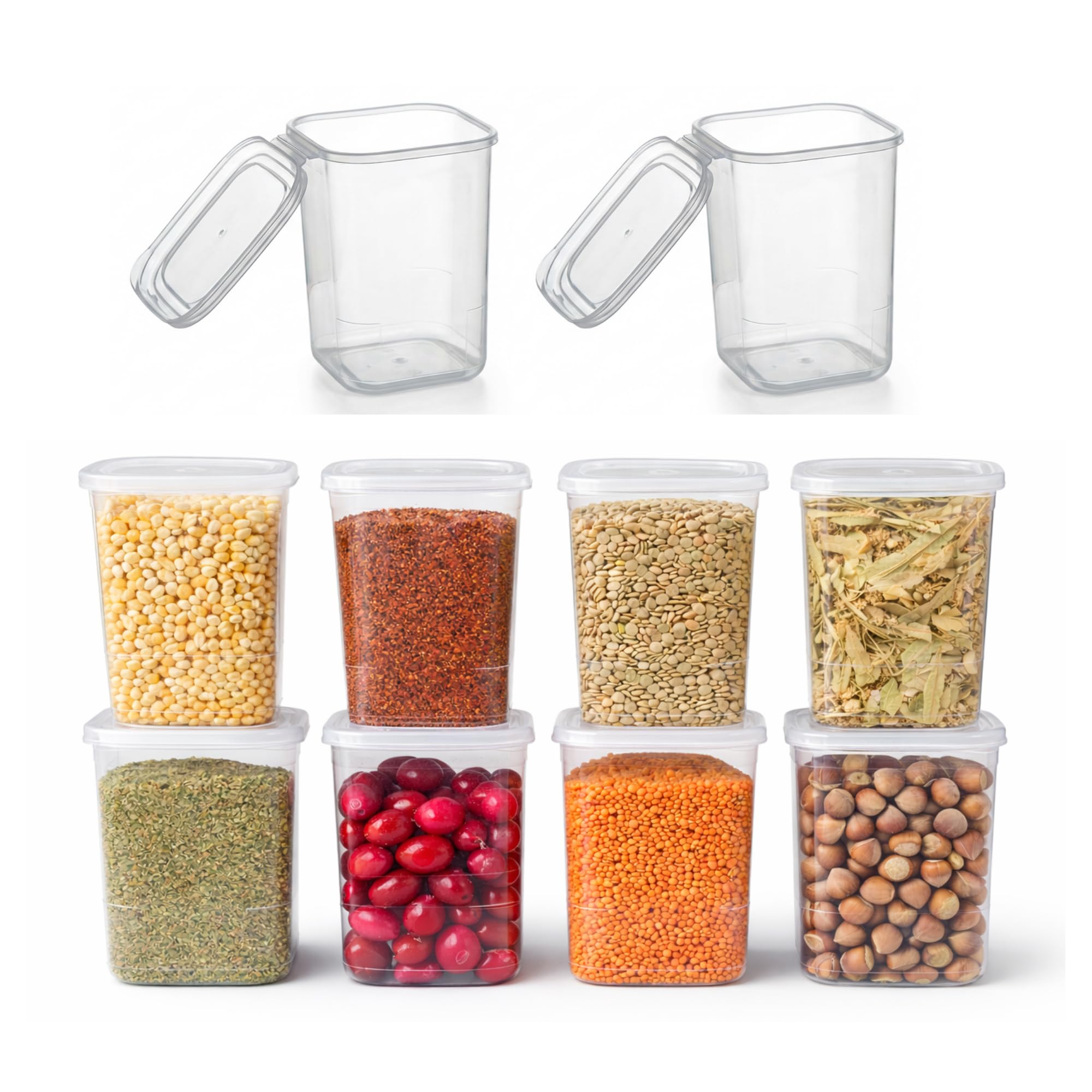 1.1L Airtight Food Storage Containers with Integrated Lids – BPA-Free Plastic Flour & Cereal Storage Containers for Dry Food Kitchen Storage and Pantry Organisation (10)