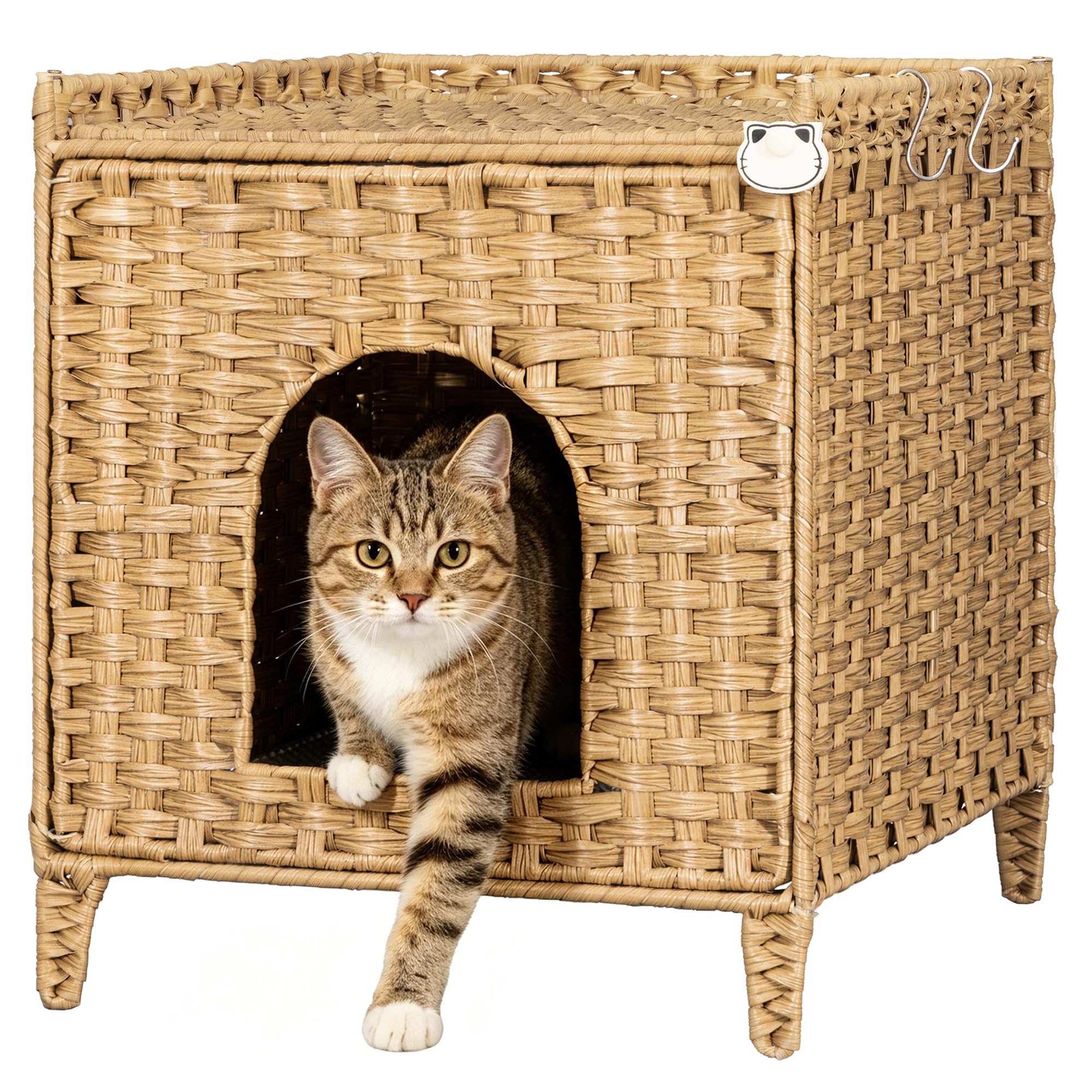 Katzenschrank, Handgeflochtenes Rattan Katzenhaus, Natur