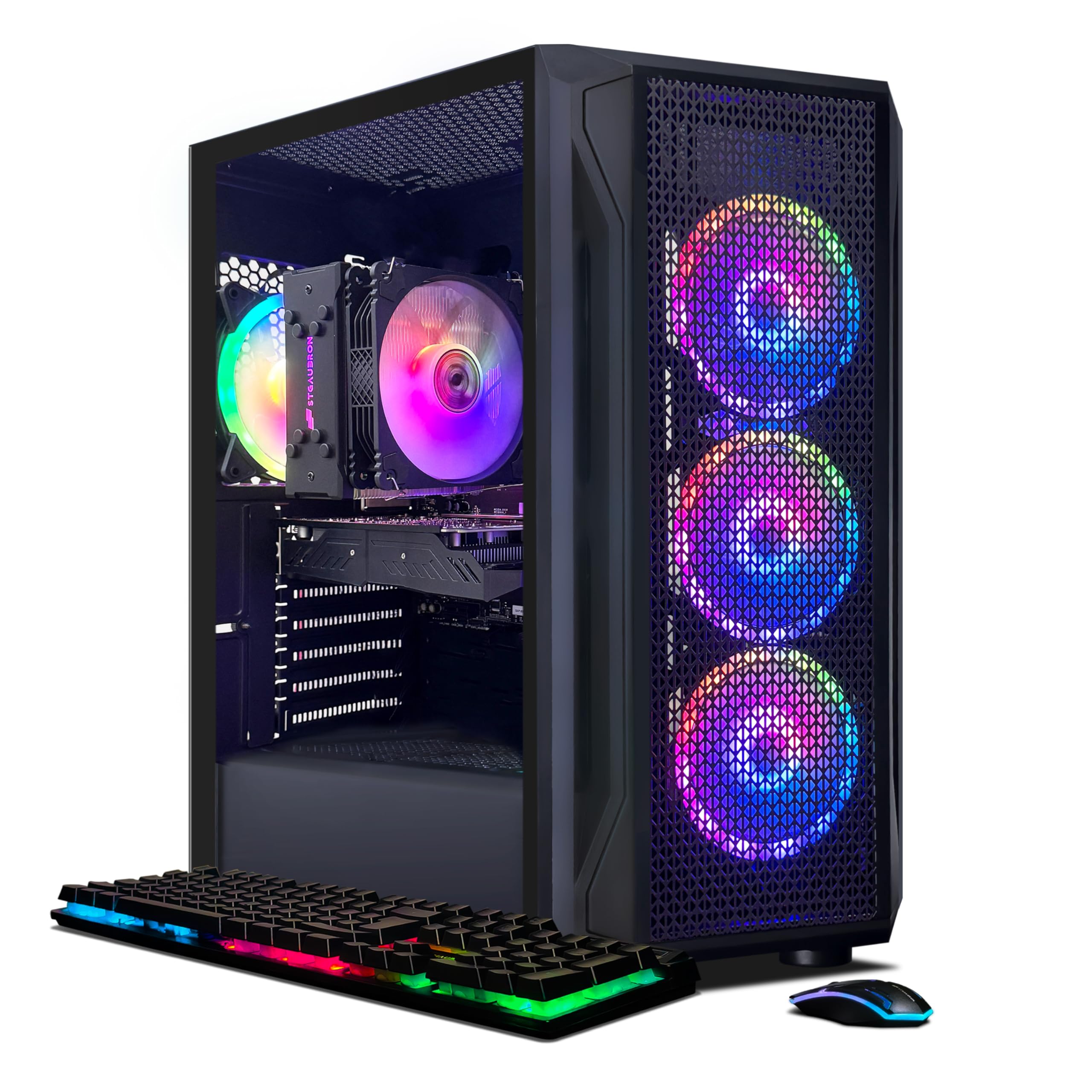 STGAubron Gaming PC Computer Desktop, Intel Core i7-12800HX up to 4.8GHz, GeForce RTX 3050 6G, 16G DDR5, 1TB SSD, WiFi 6, BT 5.2, RGB Fan x4, Windows 11 Home