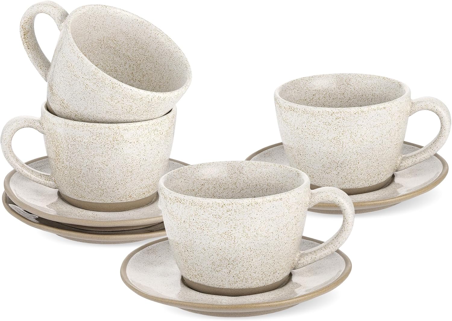 Yedio Stoneware Espresso Cups with Saucers