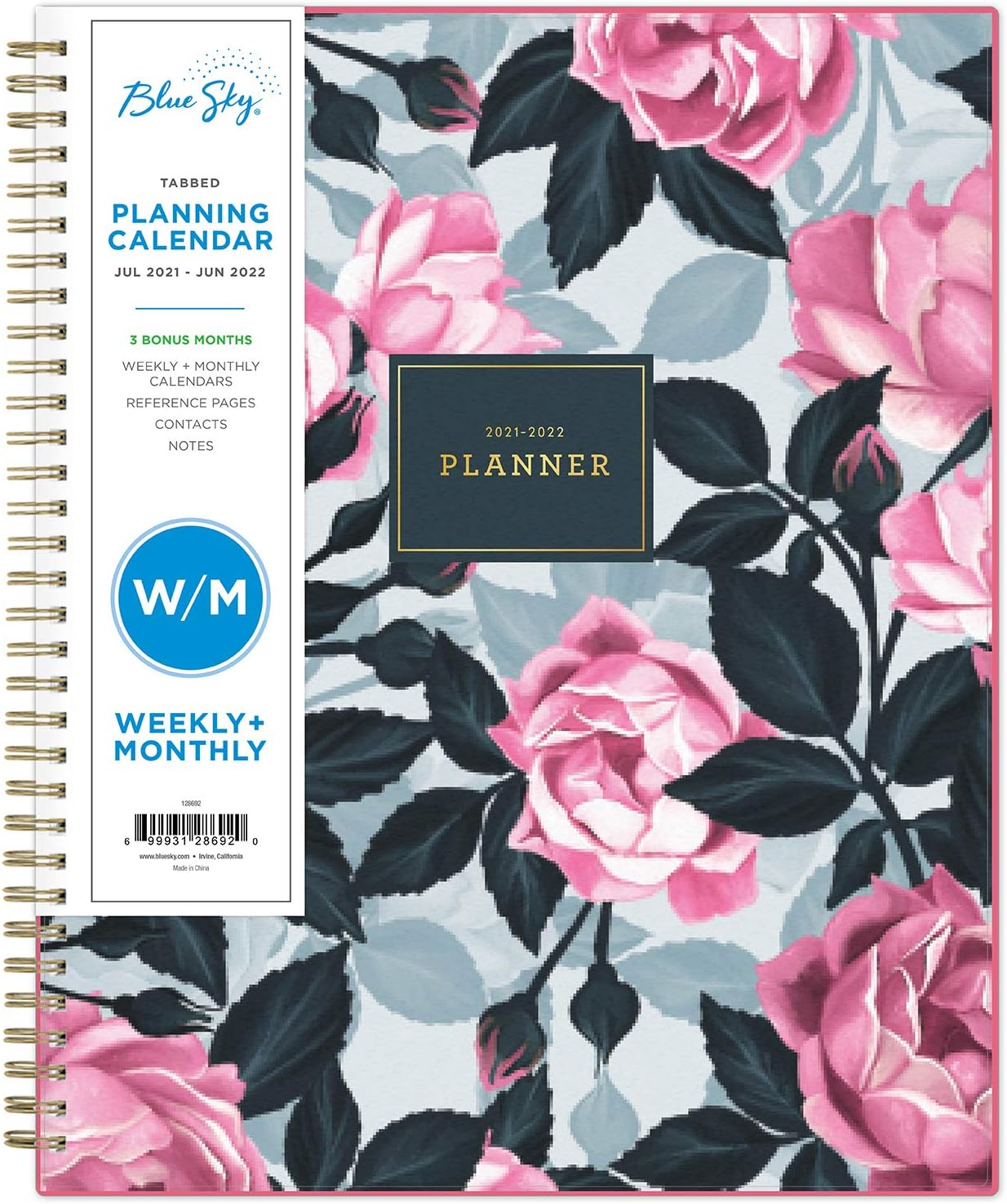 Blue Sky2021-2020 Academic Year Weekly & Monthly Planner, 21.6 cm x 27.9 cm, Frosted Flexible Cover, Wirebound, Roosevelt Pink (128692)