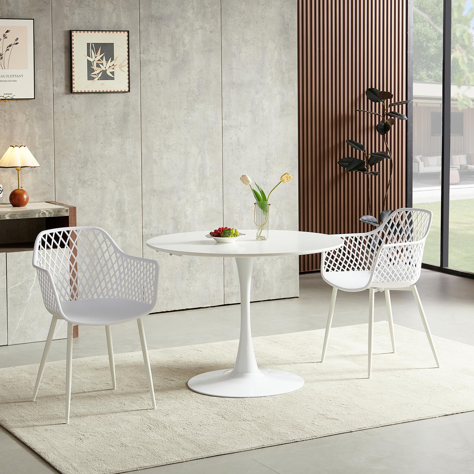 buybyroom Tavolo da pranzo rotondo moderno, Ø - 100 cm, scrivania, tavolo da bar, adatto per cucina, sala da pranzo, soggiorno e ufficio, per 4 persone, bianco