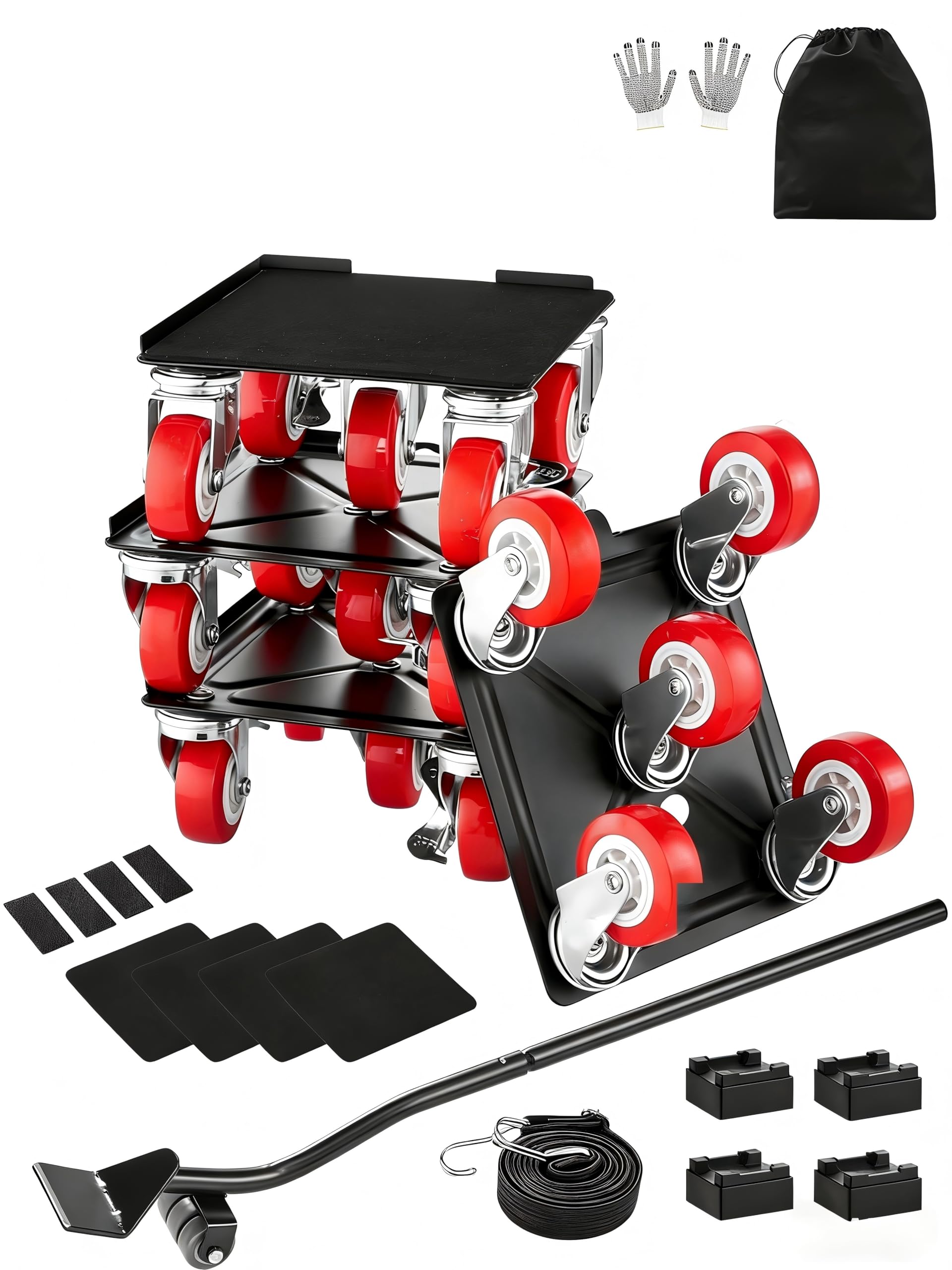 VEVOR Chariot de Déménagement 4PCS Déplace Meubles Lourds Capacité Charge 1575 kg 5 Roues Rotatives 360° Plateau Roulant Manutention Déménageur Acier Carbone pour Meuble Réfrigérateur Canapé Armoire