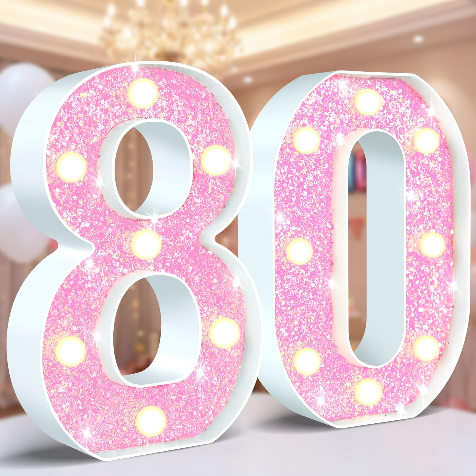Ledido LED Light Up Marquee Numbers Sign - Cool & Warm Light up Numbers for 40th Birthday Decorations, LED Number Lights for Wedding Anniversary Grad Home Bedroom Table Wall Party Decor, Number 40 — view 116