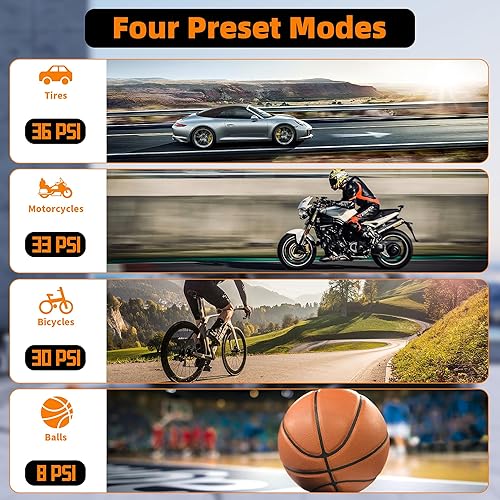 Miniatura 5 de Nestling Inflador de neumáticos, compresor de aire portátil, inflador de neumáticos de coche inalámbrico de 12 V, bomba de aire de mano de 150 PSI