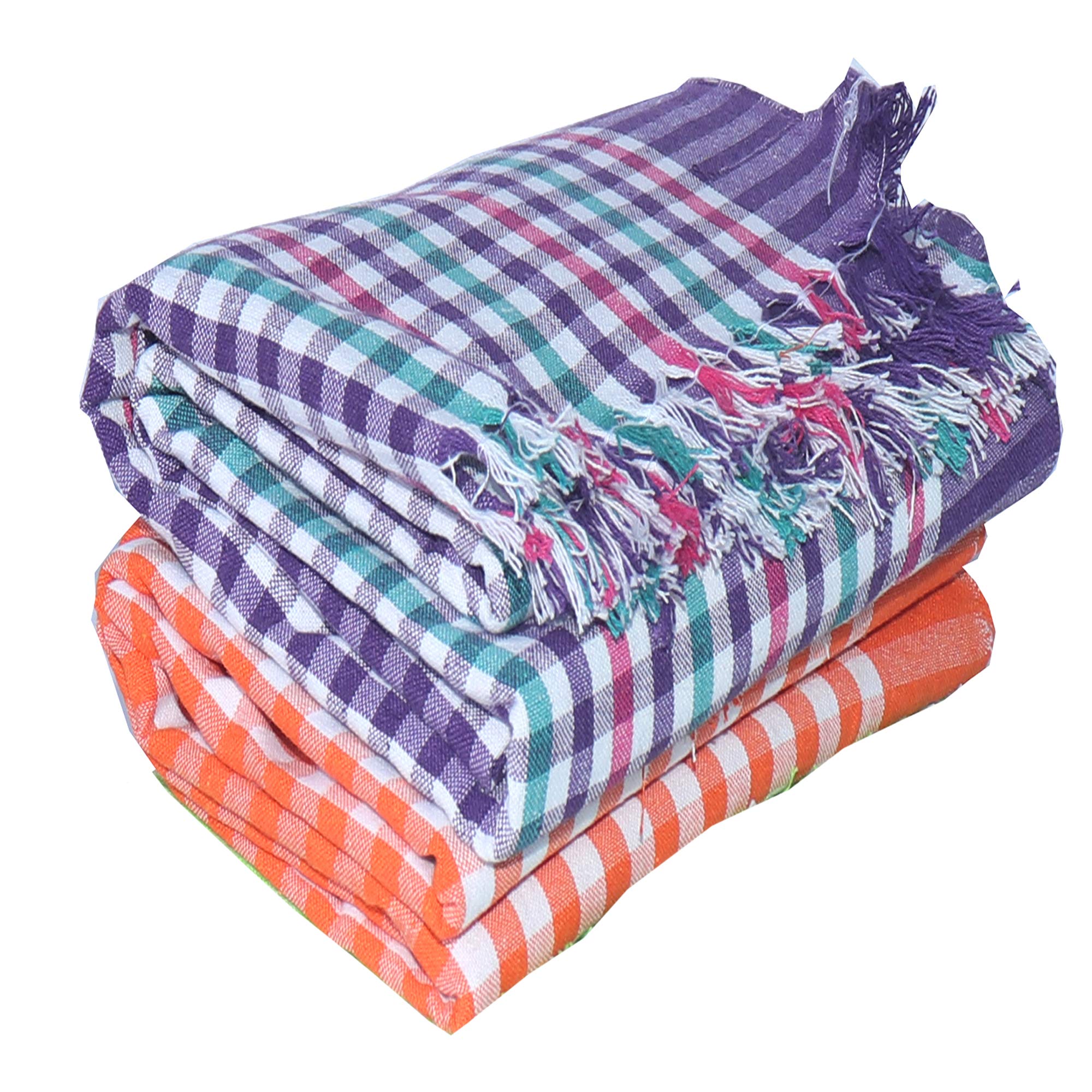 MESH MASTERS Handloom 100% Pure Cotton Towels 1 Year Guarantee XXXL 36inches/72inches(3 feet/6feet) 90cms/180cms (Pack:2) 800 GSM Multi Color