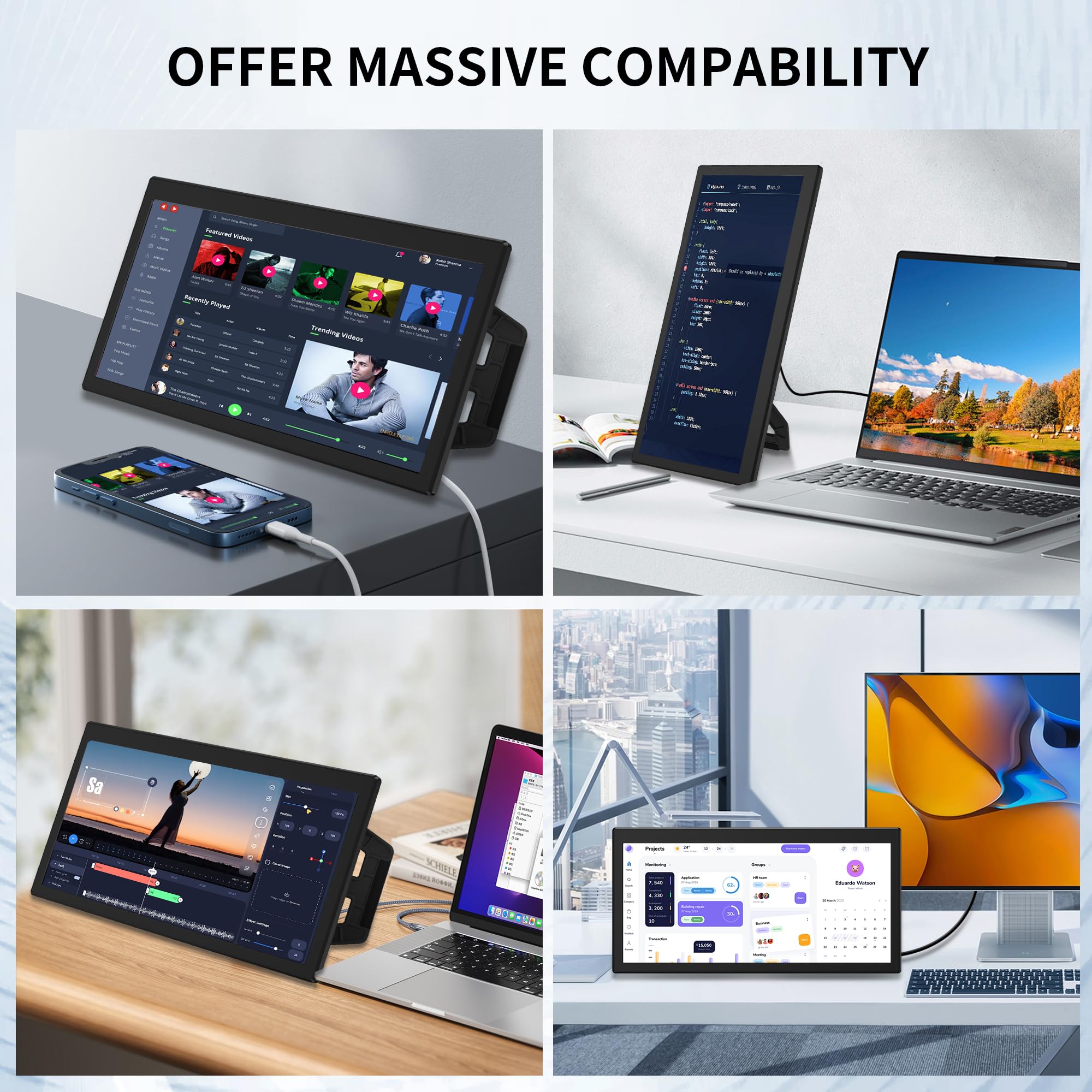 12.1インチポータブルモニター タッチスクリーンFHD IPS スピーカー付 Amazon.co.jp: Wazypac ポータブルモニター ノートパソコン用