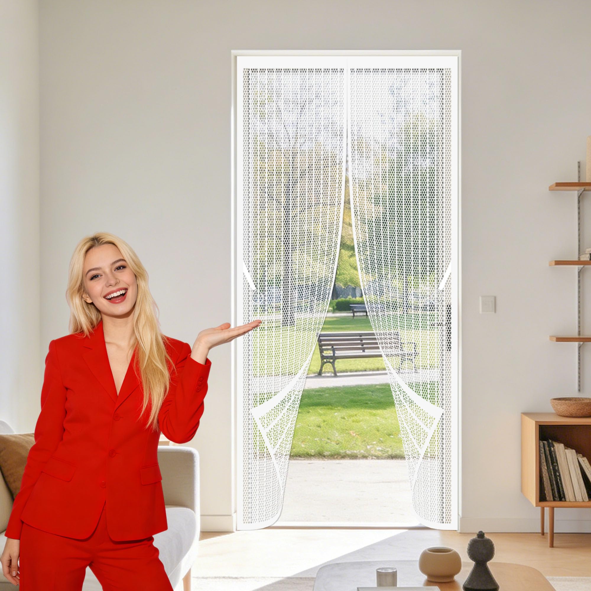Rideau moustiquaire magnétique blanc 127x236 cm pour portes de balcon