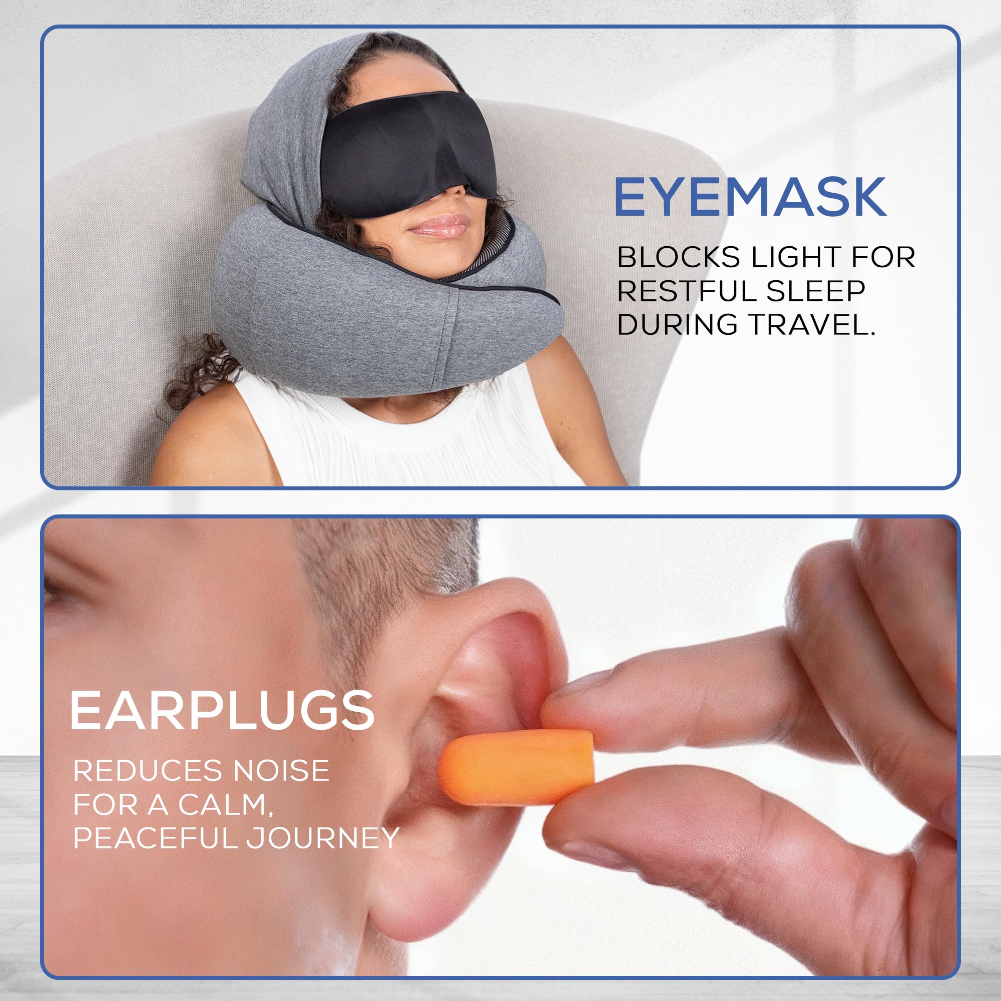 Almohada de avión para un vuelo largo – Almohada de viaje de espuma viscoelástica. Funda lavable, cómoda y transpirable. Bolsa de transporte. Almohadas de cuello de viaje para aviones, lo 5