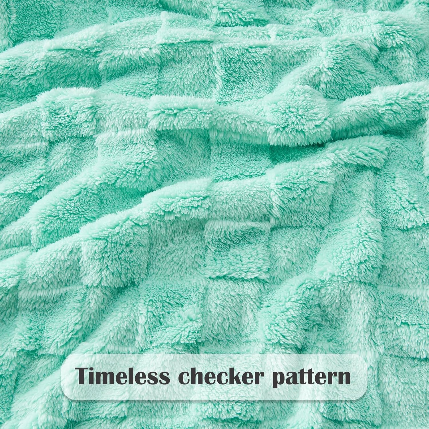 NEWCOSPLAY Super Soft Throw Blanket Aqua Premium Silky Flannel Fleece 3D Checkered Lightweight Bed Blanket All Season Use (Aqua Checkered, Throw(50"x70")) - Image 5