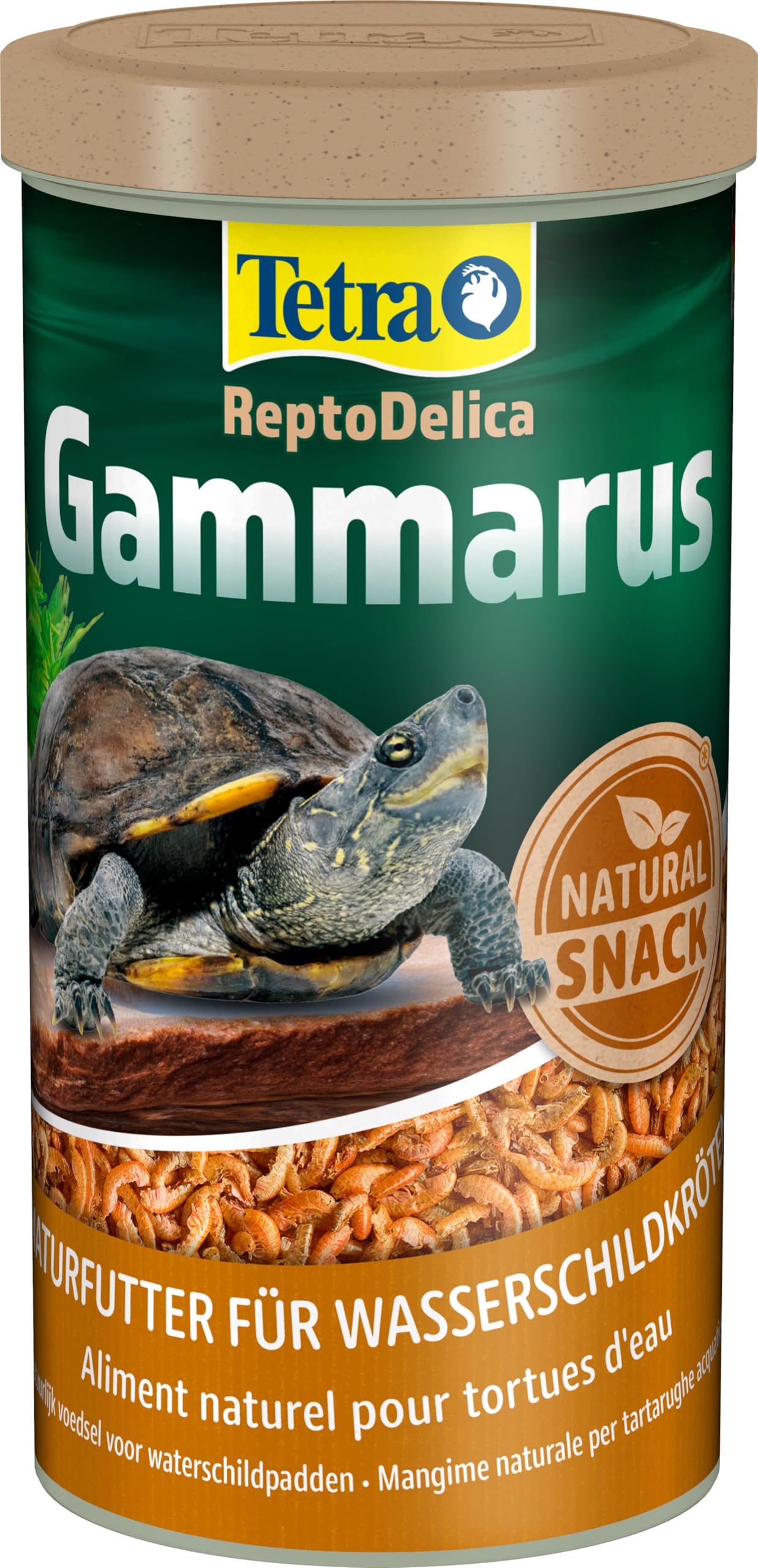 Tetra Gammarus alimento natural para turtugas acuáticas con camarones de arroyo (Gammarus) enteros, Lata de 1 L
