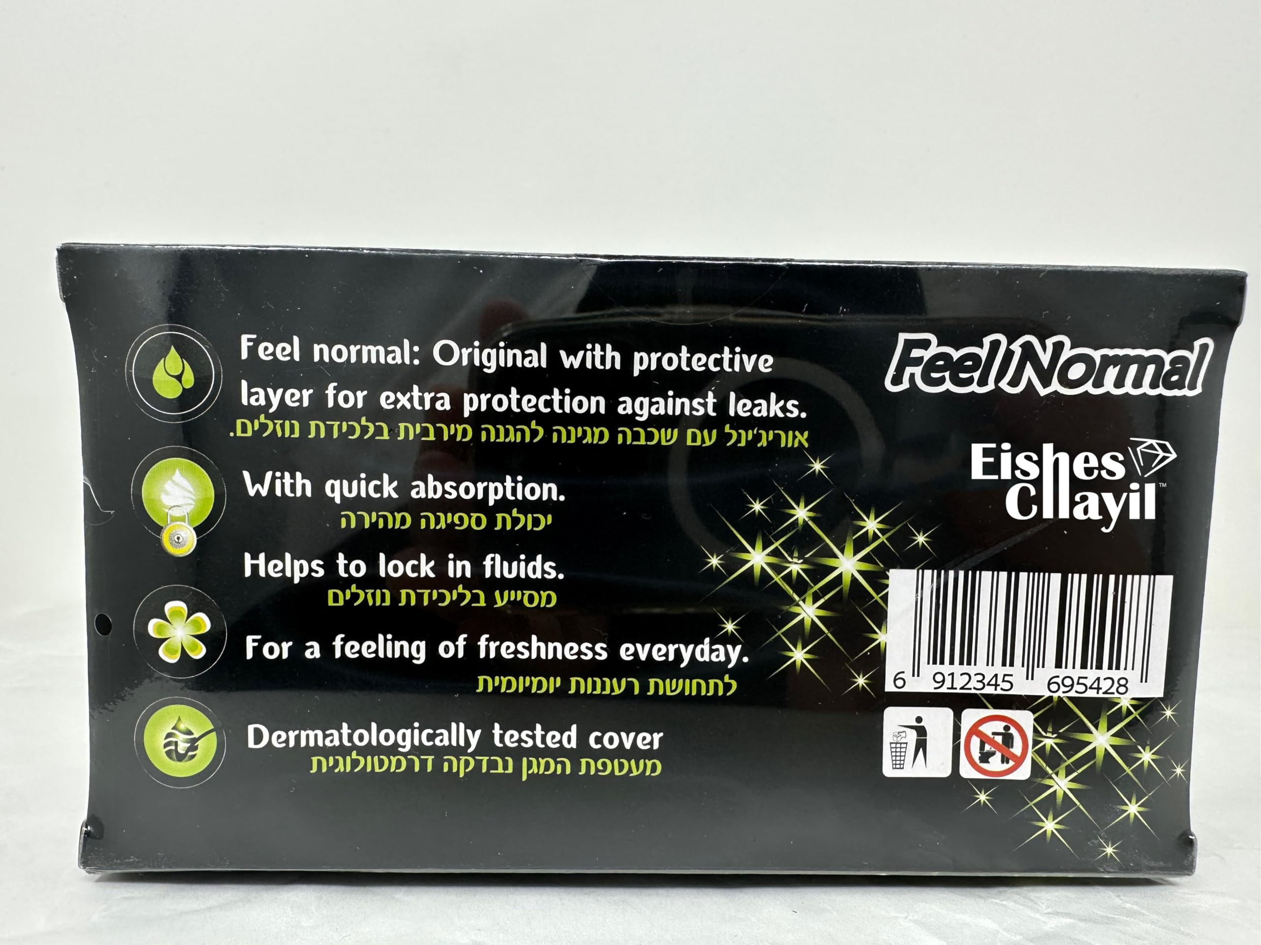Feel Normal Disposable Black Panty Liners for Women 36 pcs with Protective Layer for Extra Protection Against Leaks
