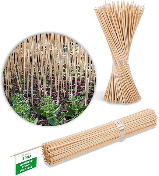 Novatool 200x Splittstäbe 50 cm x 5 mm I Natur I Rankstäbe Tomatenstäbe