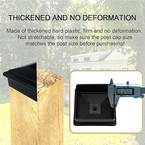 Miniatura 4 de Tapas para postes de valla de 4 x 4 para postes de madera verdaderosreales de 3 58 x 3 58 pulgadas, hechos de plástico duradero y contra la
