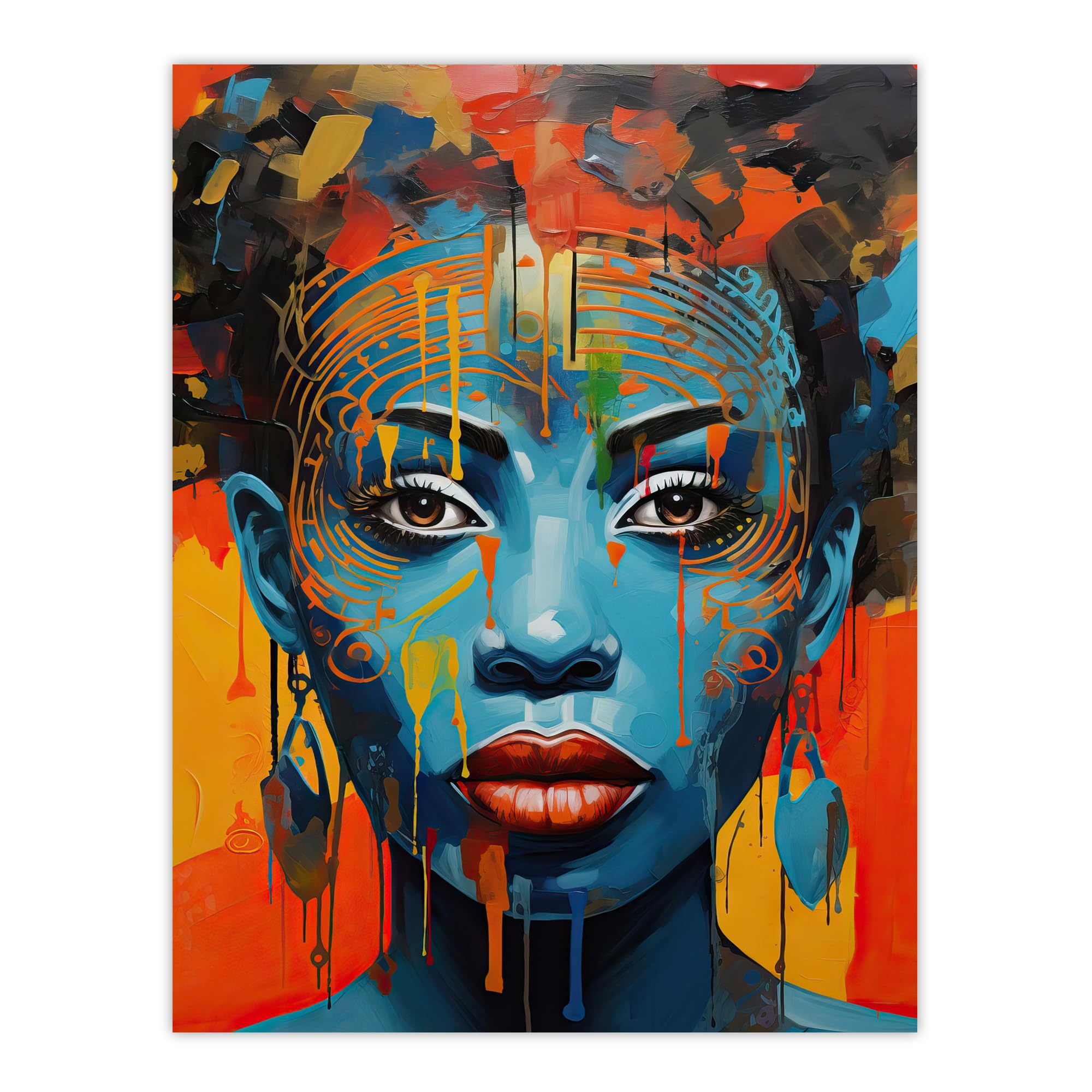 Artery8 Contemporary African Woman Palette Knife Painting Artwork Portrait Large Wall Art Poster Print Thick Paper 18X24 Inch