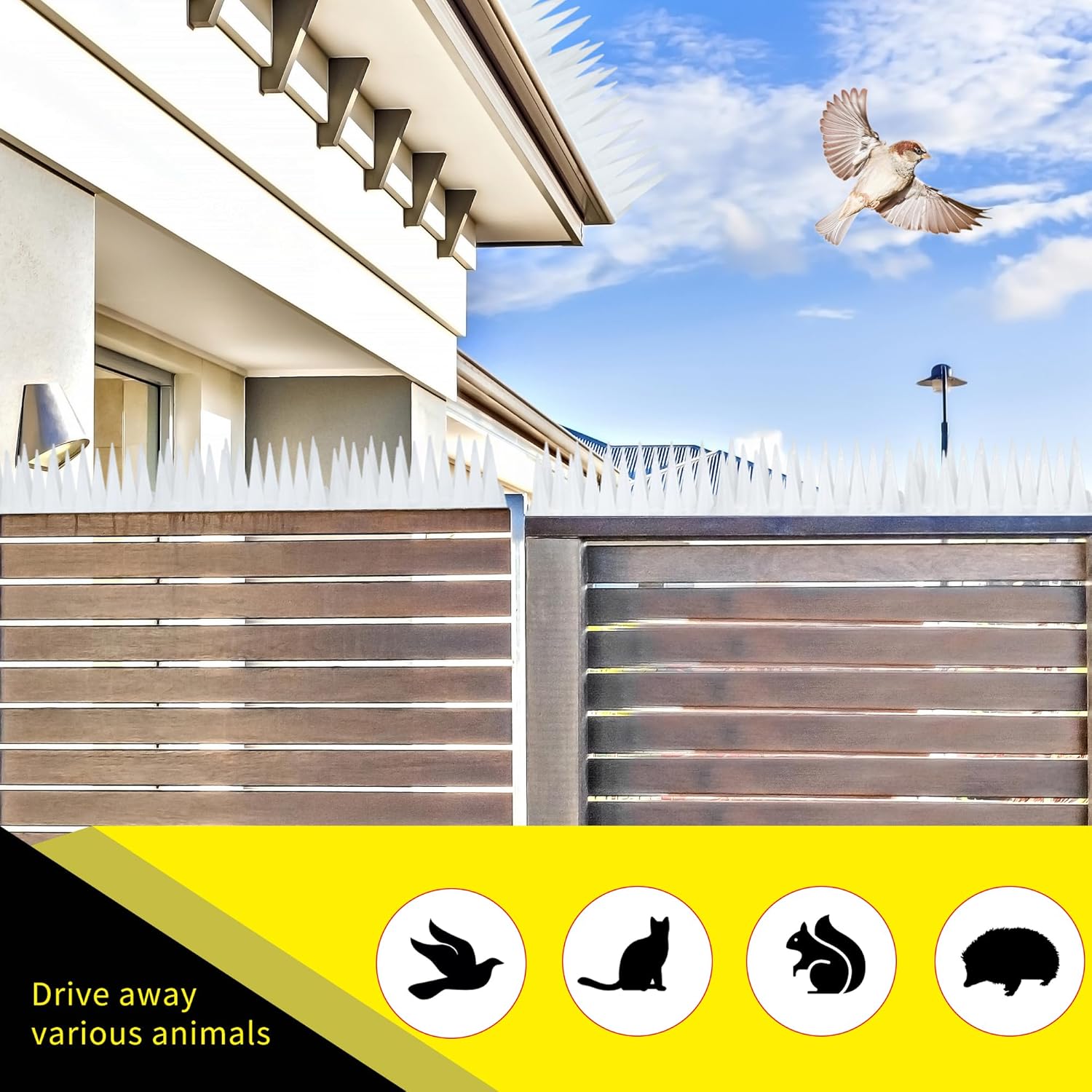 Bird Spikes, Clear,6 Pcs,Pigeon Spikes for Outdoor,Keep Birds Squirrel Raccoon Away for Outside, Patio, Plastic Fences Spikes, 6.5FT