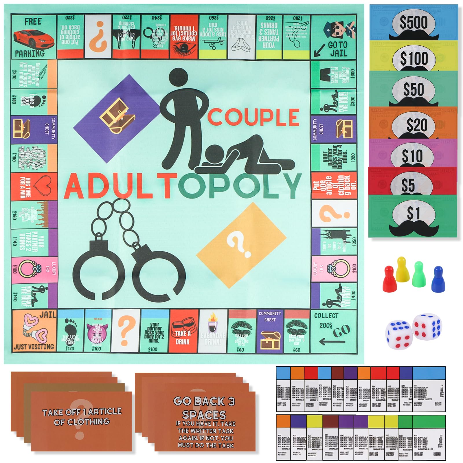 LALASTYLE Adultopoly Board Game, Couple Board Game for Adults, Board Games for Adults, Board Games Adultopoly for Couples (1 Pack)