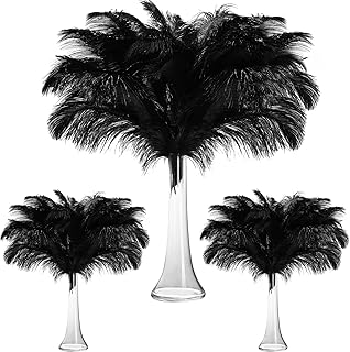 90 Pcs Large Natural Ostrich Feathers Bulk 14-16 Inch (35-40cm) 12-14 Inch (30-35cm) 10-12 Inch (25-30cm) Ostrich Feathers Plumes for Centerpieces Ostrich Feathers for Wedding Party Home (Black)