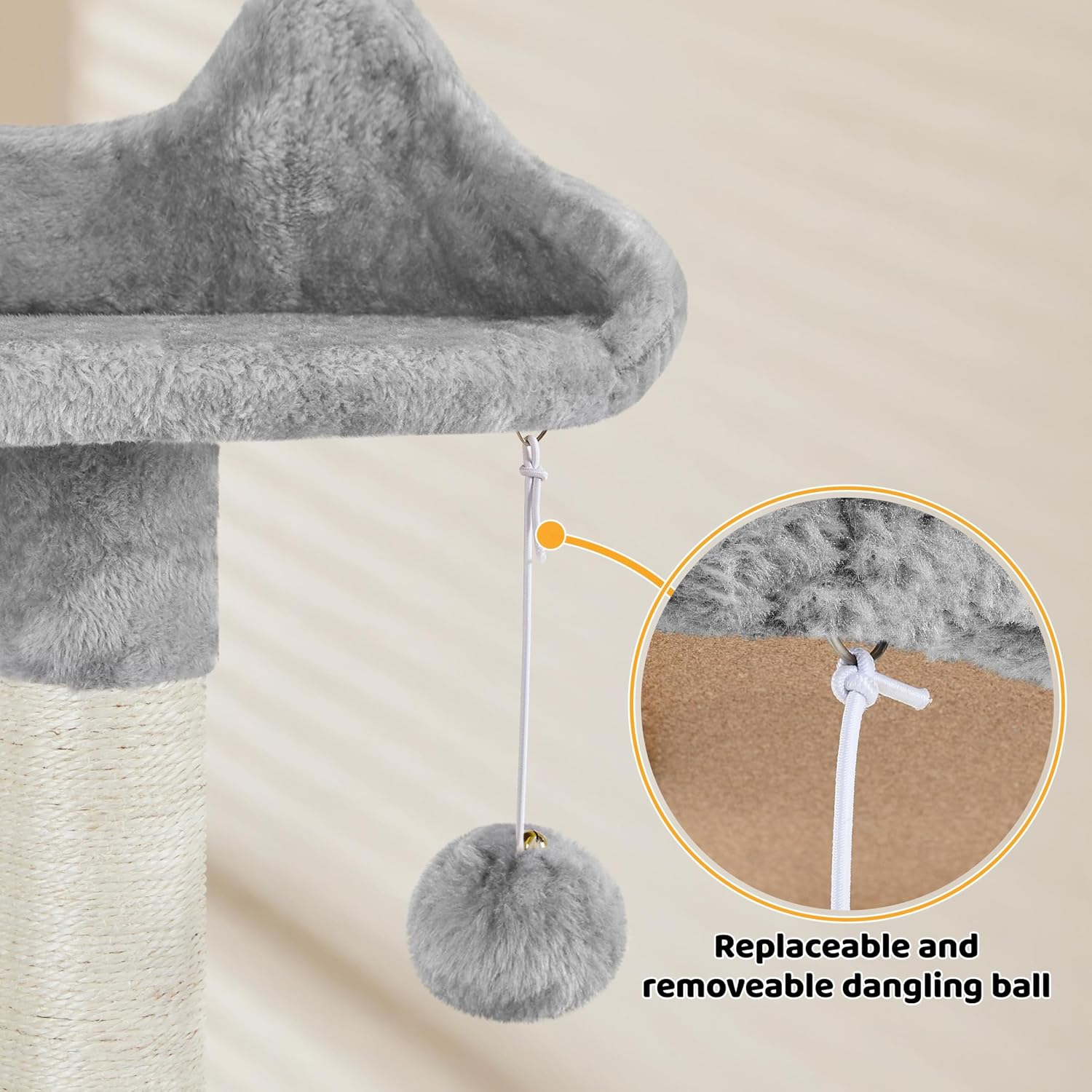 Topeakmart 54 inch Cat Tree Tower, Multi-Level Pet House Furniture with Cat-Ear Perch, Funny Tunnel & Hammock, Scrctching Posts, Big Condo for Indoor Kittens