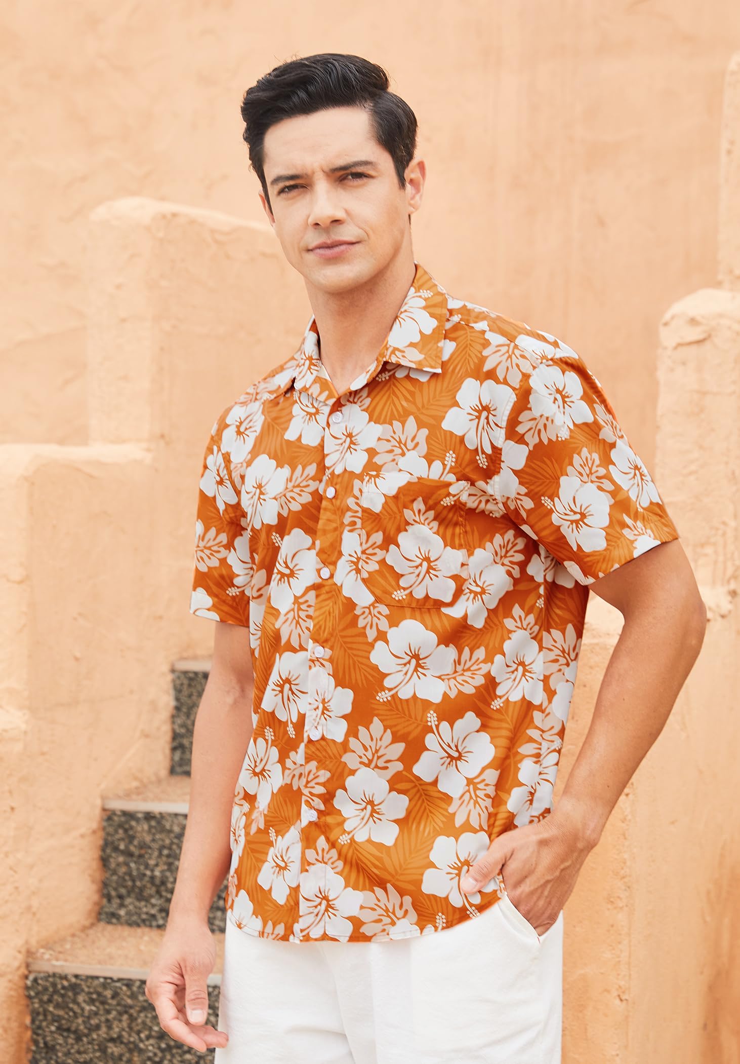 Chemise Hawaïenne Homme Manches Courtes Été Chemises Plage Funky Casual Fleurs Button Down pour Vacances Fête