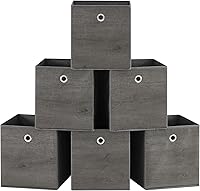 Vista 10 de SONGMICS Cubitos de almacenamiento, juego de 6 contenedores de almacenamiento con asas, cajas de almacenamiento plegables de tela Oxford y tela