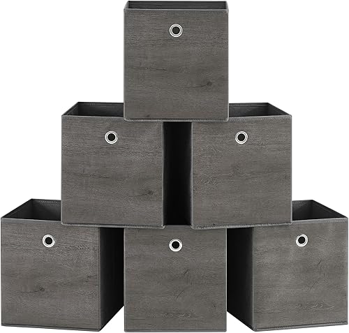 Miniatura 1 de SONGMICS Cubos de almacenamiento, juego de 6 contenedores de almacenamiento con asas, cajas de almacenamiento plegables de tela Oxford y tela no
