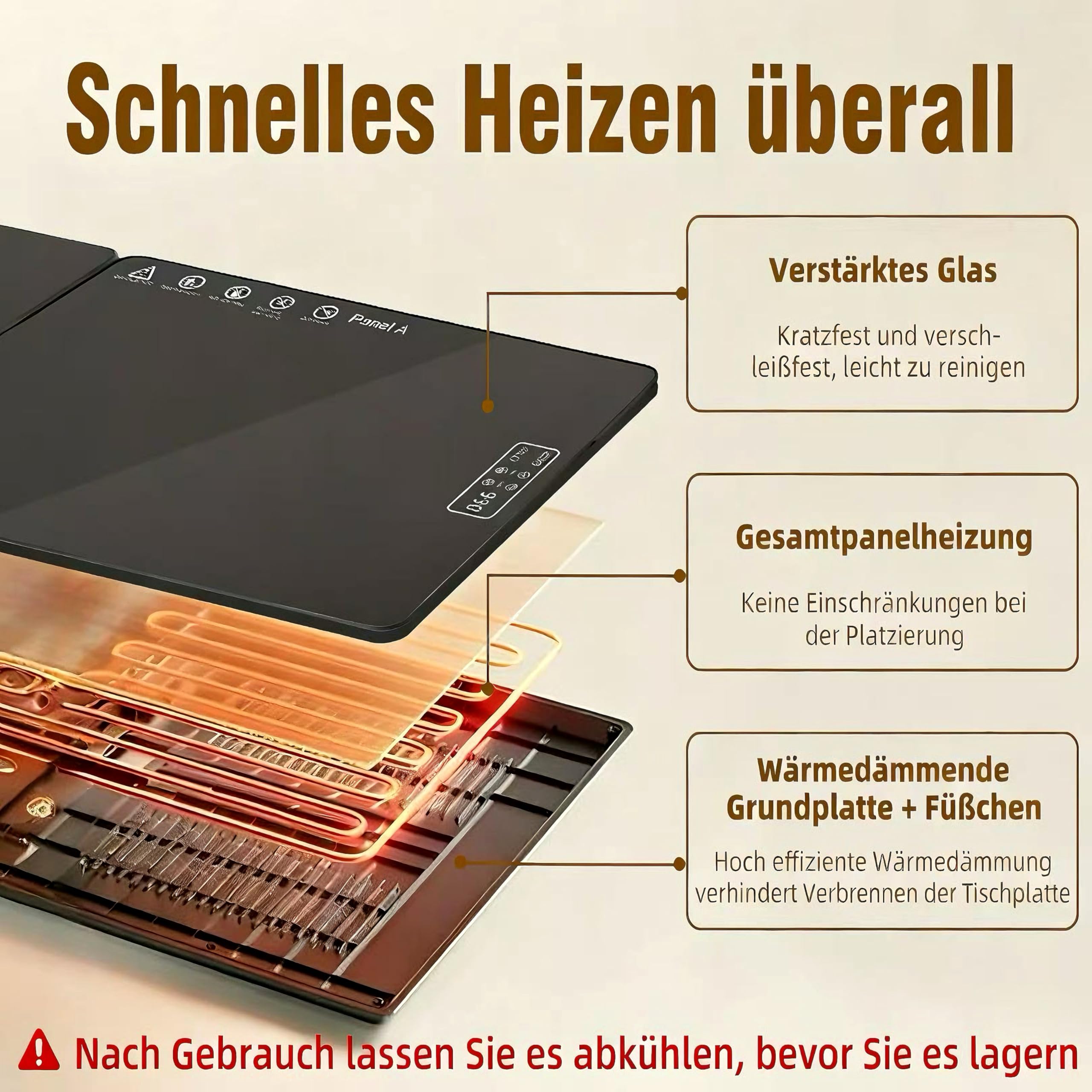 Elektrische Warmhalteplatte 80×30 cm, Speisenwärmer Elektrisch für Speisen mit Temperaturregler und Timer, Doppelzonen-Heizung, Faltbar zum Warmhalten und Auftauen