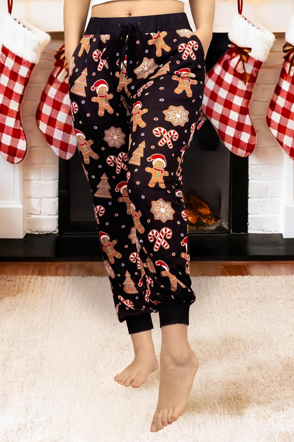 MISSMILLER Women's Christmas Ugly Elastic Waist Drawstring Pajamas Pants with Pocket - Image 4