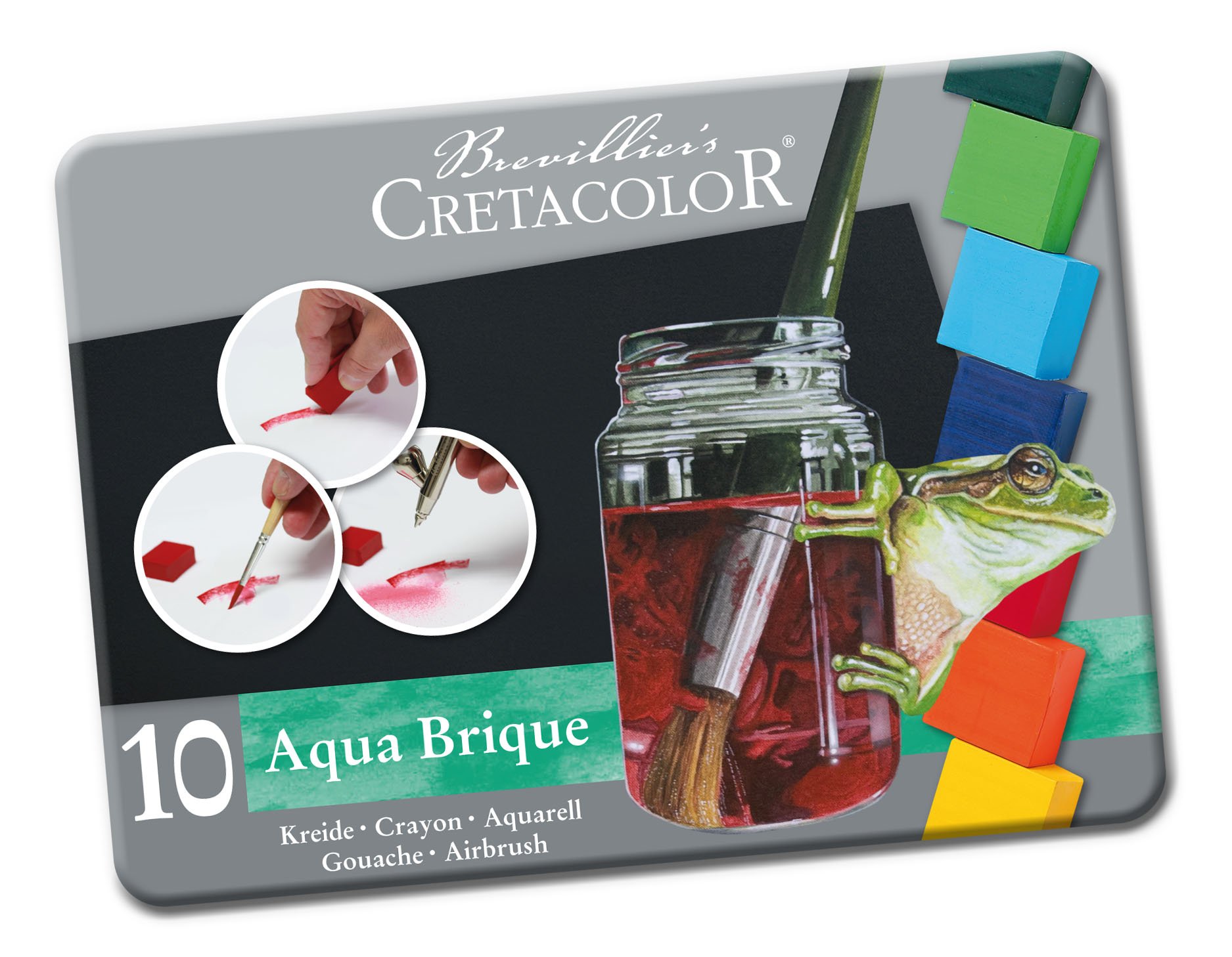 Cretacolor Aqua Brique Watercolor Block 10-Color Tin Set, Aqua Brique 10 Color Set