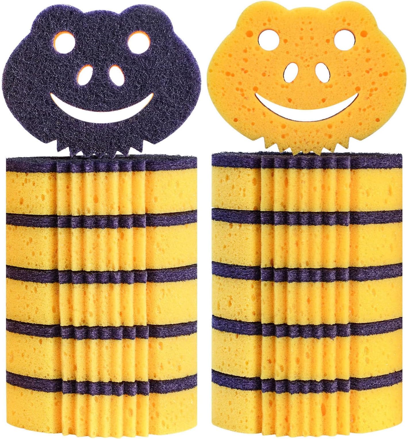 SmilePowo 12 Pack Frog Dual-Sided Multi-Functional Premium Cleaning Sponges,Scrub Sponges,Dishwashing Sponge for Heavy Duty Scouring Pads,Kitchen,Furniture,Dish,Bathroom