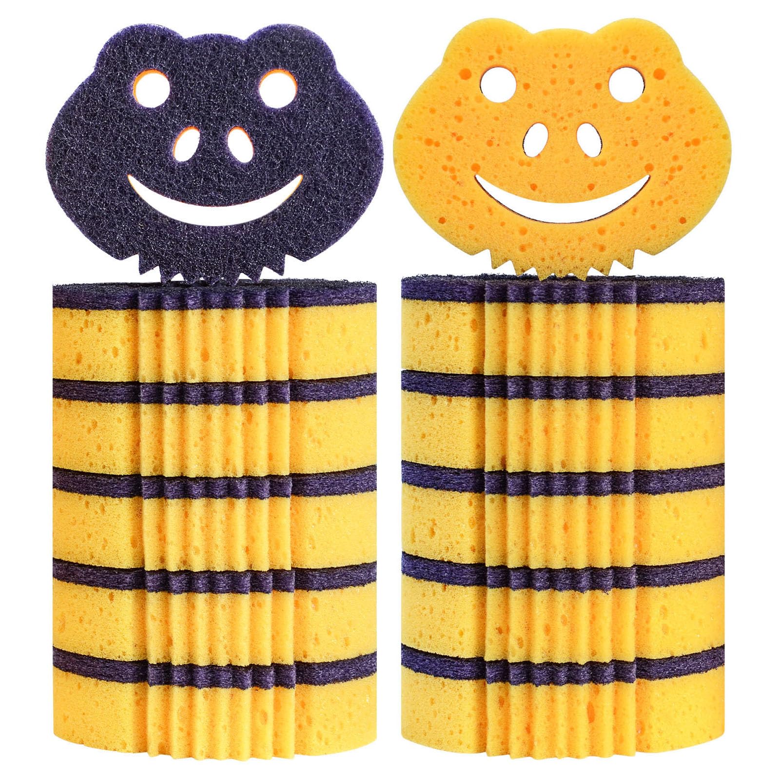 12 Pack Frog Dual-Sided Multi-Functional Premium Cleaning Sponges,Scrub Sponges,Dishwashing Sponge for Heavy Duty Scouring Pads,Kitchen,Furniture,Dish,Bathroom