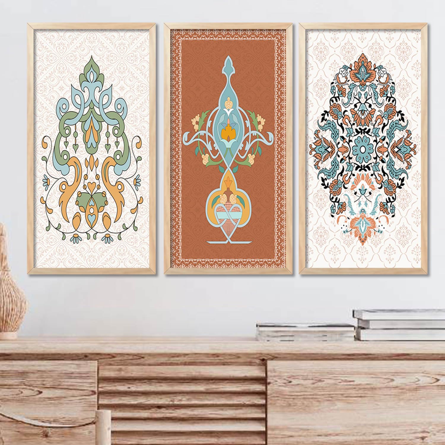WALL HUNT - Traditional Art Painting with Frame for Living Room | Indian Art Pichwai Wall Décor Paintings | Painting for wall Decoration set of 3 (10X19 INCH, G) (B0D47LTCN3) Amazon Price History, Amazon Price Tracker