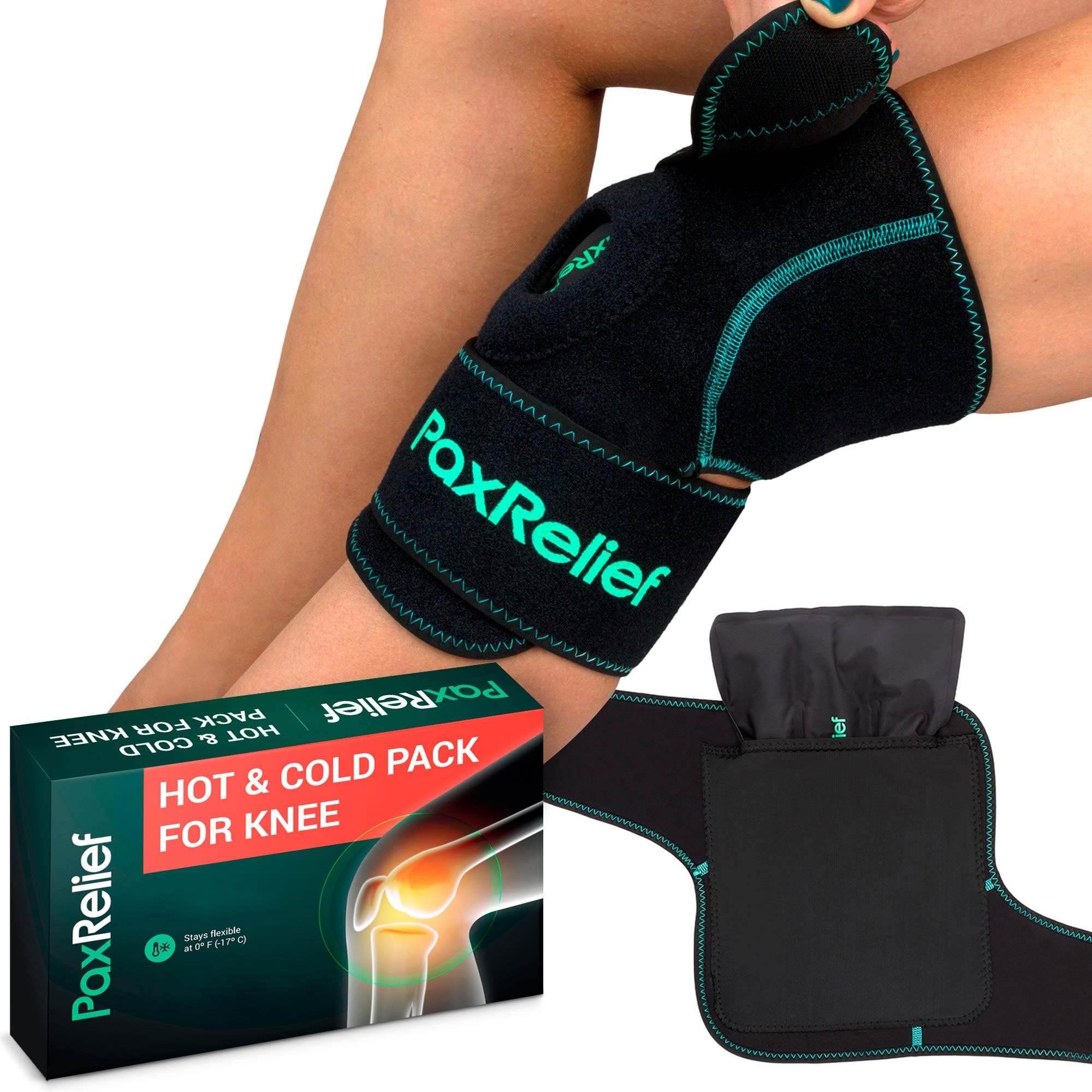 Knee Ice Pack Gel Wrap - Cold & Hot Flexible Therapy Sleeve - Reusable Brace with Gel Pad - Knees Support & Compression - After Surgery Injuries Arthritis Meniscus Knees' Pain
