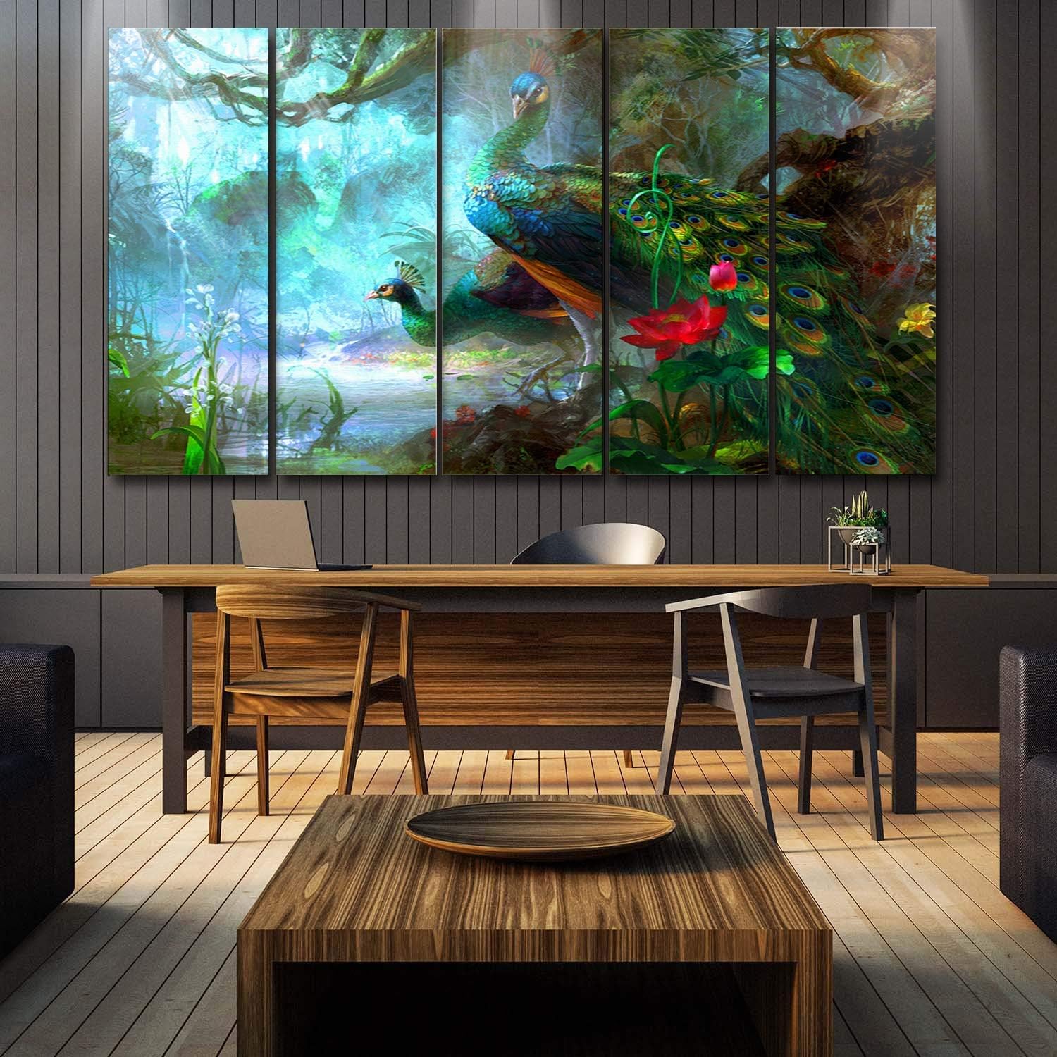 Black Friday - 80% OFF EZON-CH Canvas Wall Art Animal Prints -Two Peacocks Walk in Forest,5 Panel Modern Wall Art Ready to Hang Modern Artwork Living Room Office Wall Decoration (16x40 inchx5) 🔥 Flash Sale EZON-CH Canvas Wall Art Animal Prints -Two Peacocks Walk in Forest,5 Panel Modern Wall Art Ready to Hang Modern Artwork Living Room Office Wall Decoration (16x40 inchx5)