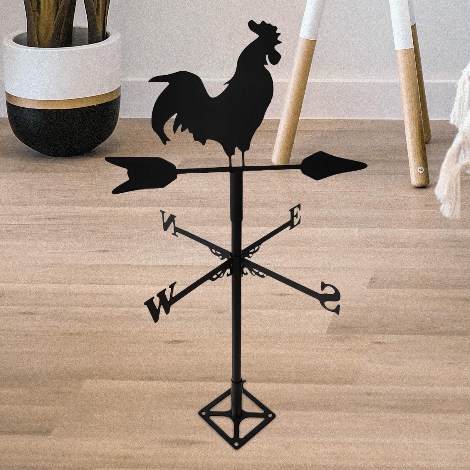 Wetterhahn Outdoor Wetterfahne Eisen Deko Windrichtungsanzeiger Dachmontage Bauernhof Tierornament für Hochzeit Balkon, Hahn