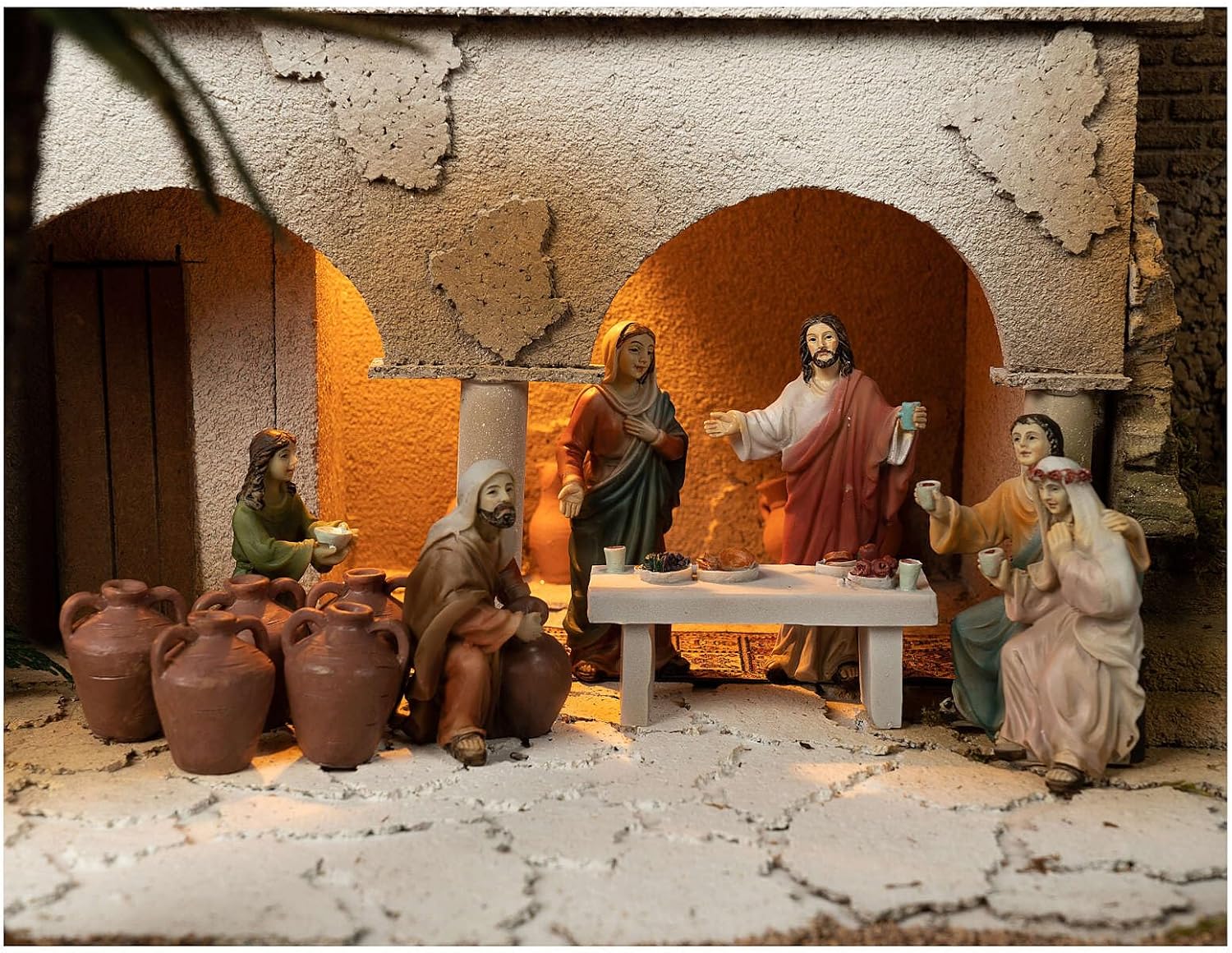 Nativity Scene Easter Miracles Last Supper Foot Washing 9 cm 35x60x40 cm Module 3, EmptyDepth: 40 cm|Width: 60 cm|Height: 35 cm|Statues Height: 9 cm