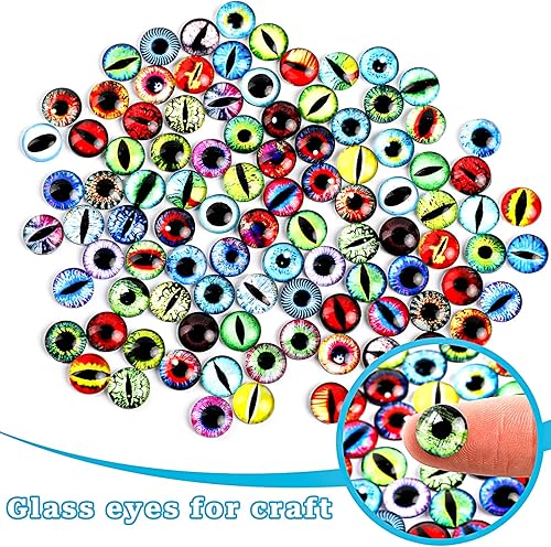 Miniatura 5 de 100 ojos de cabujón de cristal para hacer muñecas de arcilla, manualidades, manualidades, joyería, ojos de cristal (0.394 pulgadas)