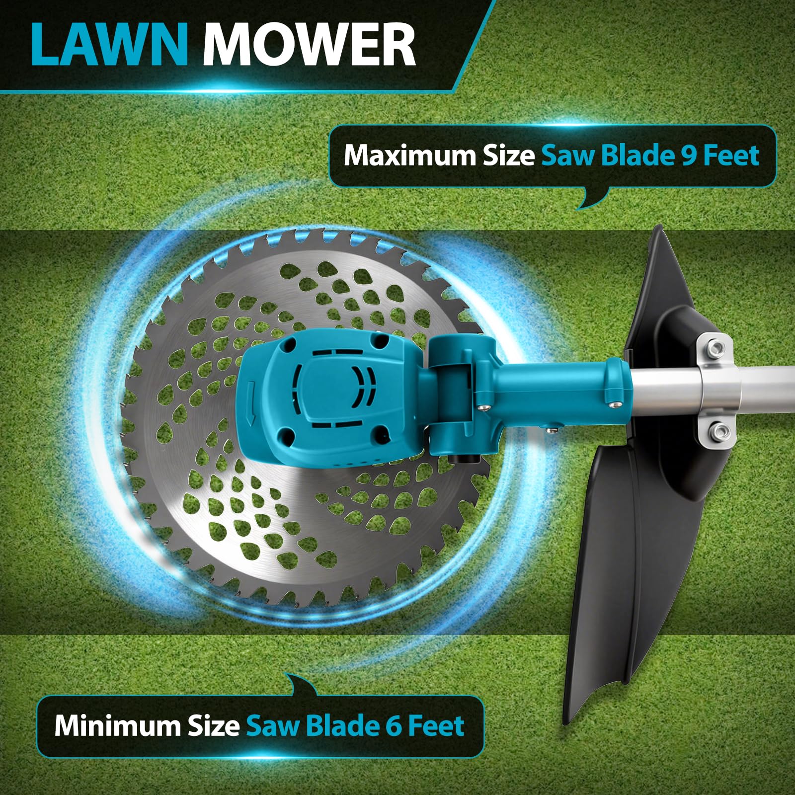 Desbrozadora compatible con baterías Makita de 18 V, motor sin escobillas de 750 W, plegable 180°, cabezal giratorio de 90°, para jardín y cuidado del césped