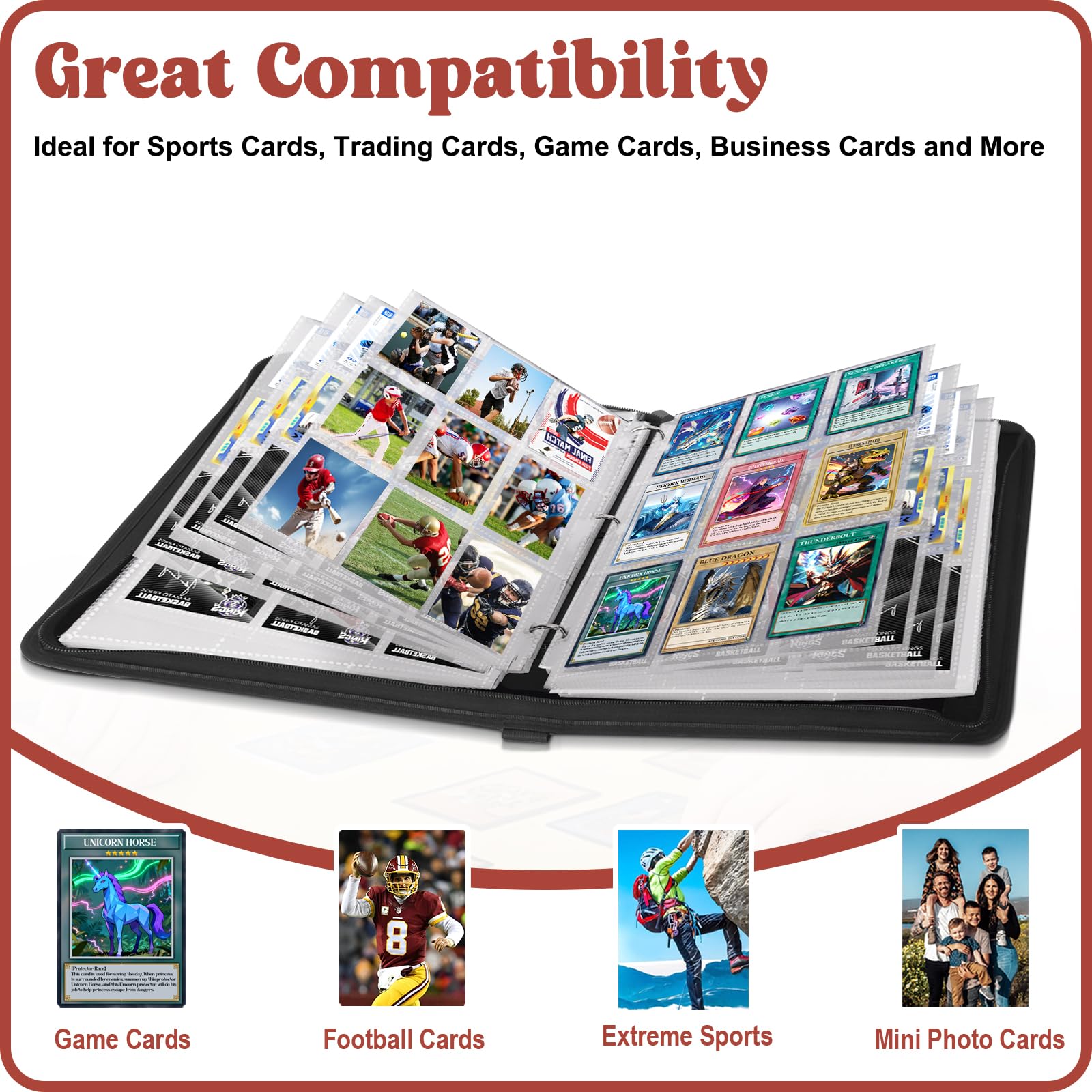 Amazon.com: 900 Pockets Football Card Binder with Sleeves fit for Baseball  Cards, Trading Cards Album Cards Holder Protectors Set Fit for Game Card,  Sports, Football Card : Toys & Games