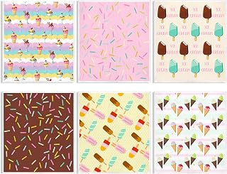 Whaline 6Pcs Ice-Cream Swedish Kitchen Dishcloths Colorful Ice Lolly Reusable Dish Towels Summer Cotton Absorbent Cleaning Cloth for Summer Home Party Housewarming Cleaning Wipes, 6.7 x 7.7 Inch