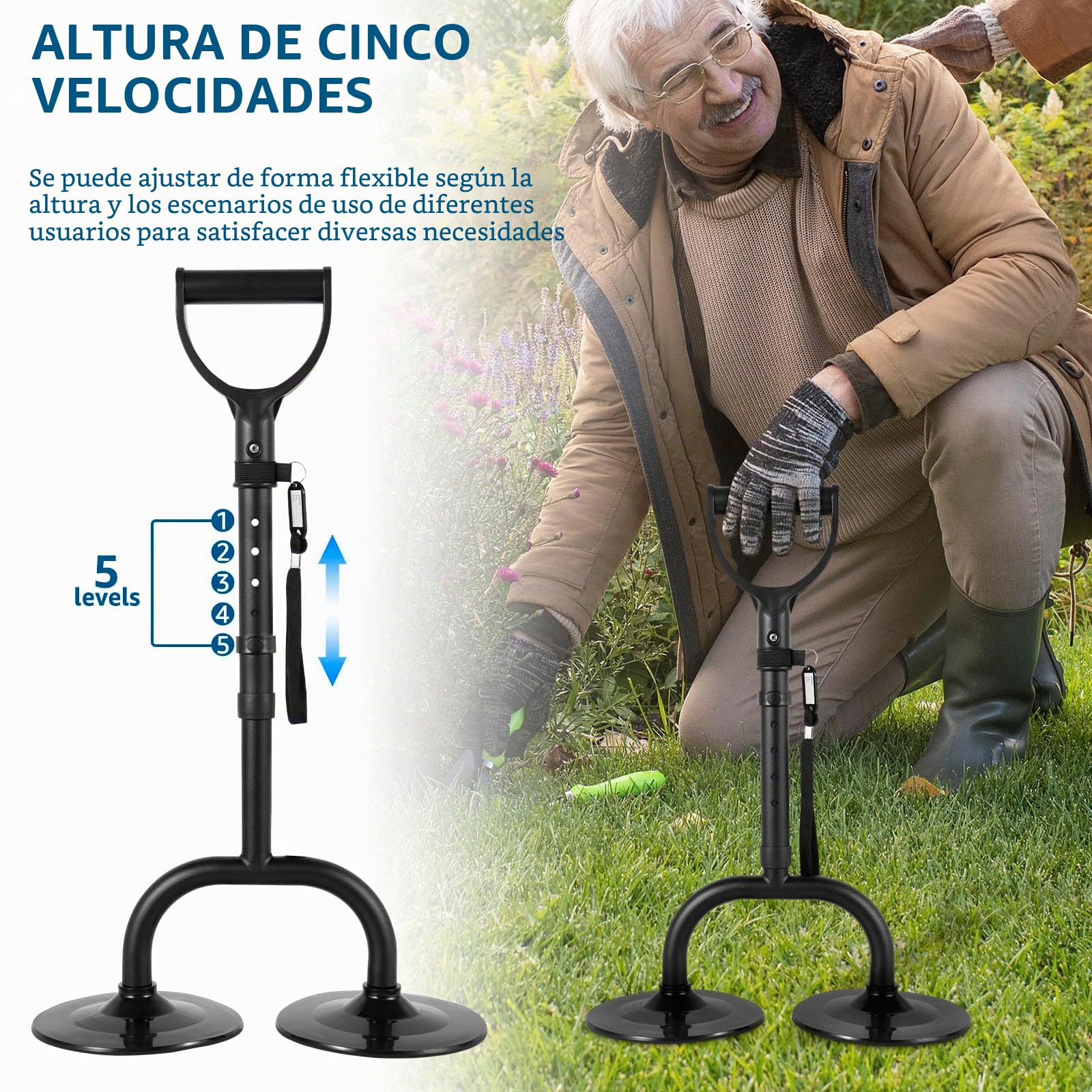 Ancianos Asistente para sentarse cama, ayuda para levantarse del sofá, ayuda a levantarse para personas mayores, 5 niveles de altura ajustable, ideal para mayor seguridad y comodidad al