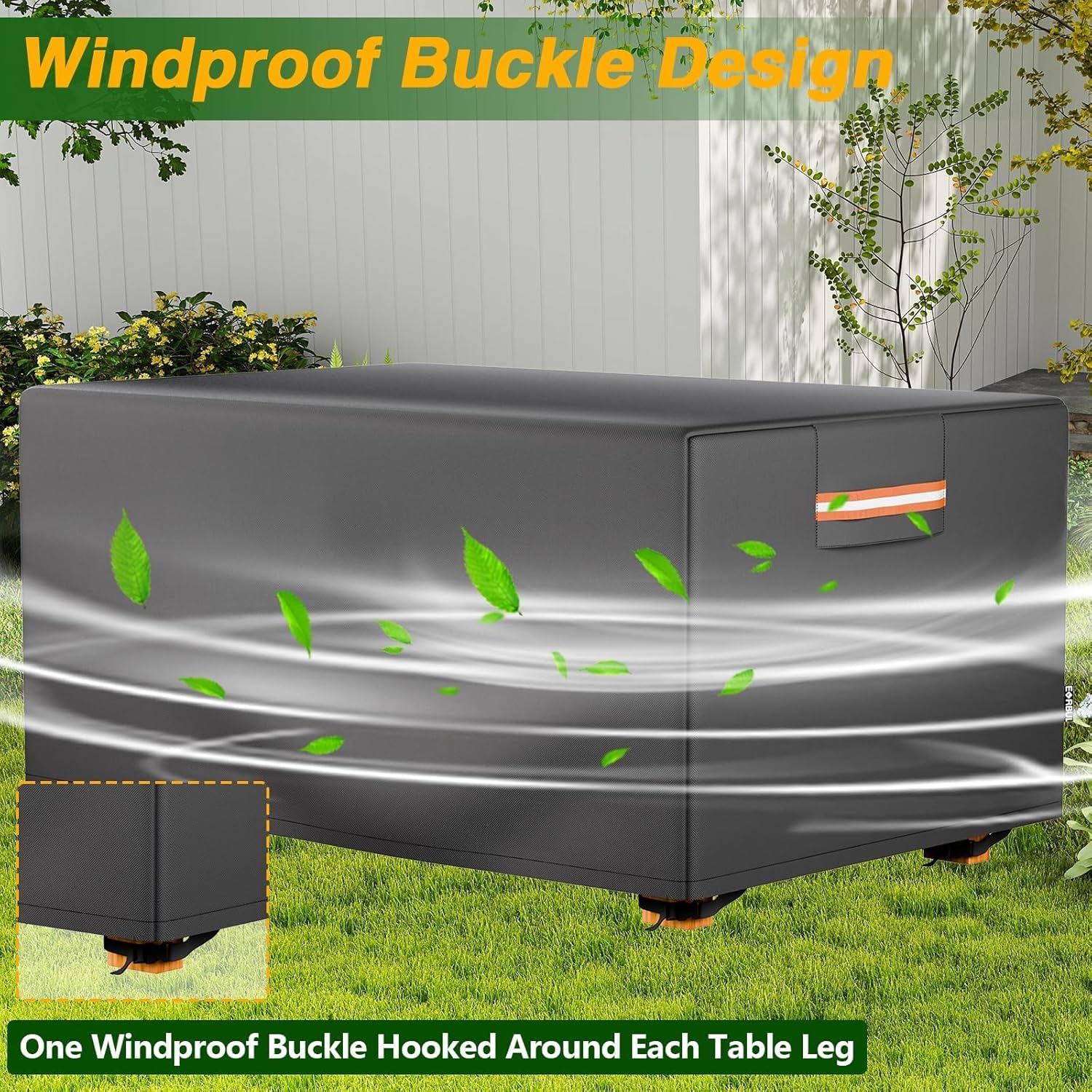 52*34*24 In Heavy Duty 420D Rectangular Gas Fire Pit Table Cover, Waterproof Firepit Cover, Patio Propane Firepit Table Covers with Windproof Buckles