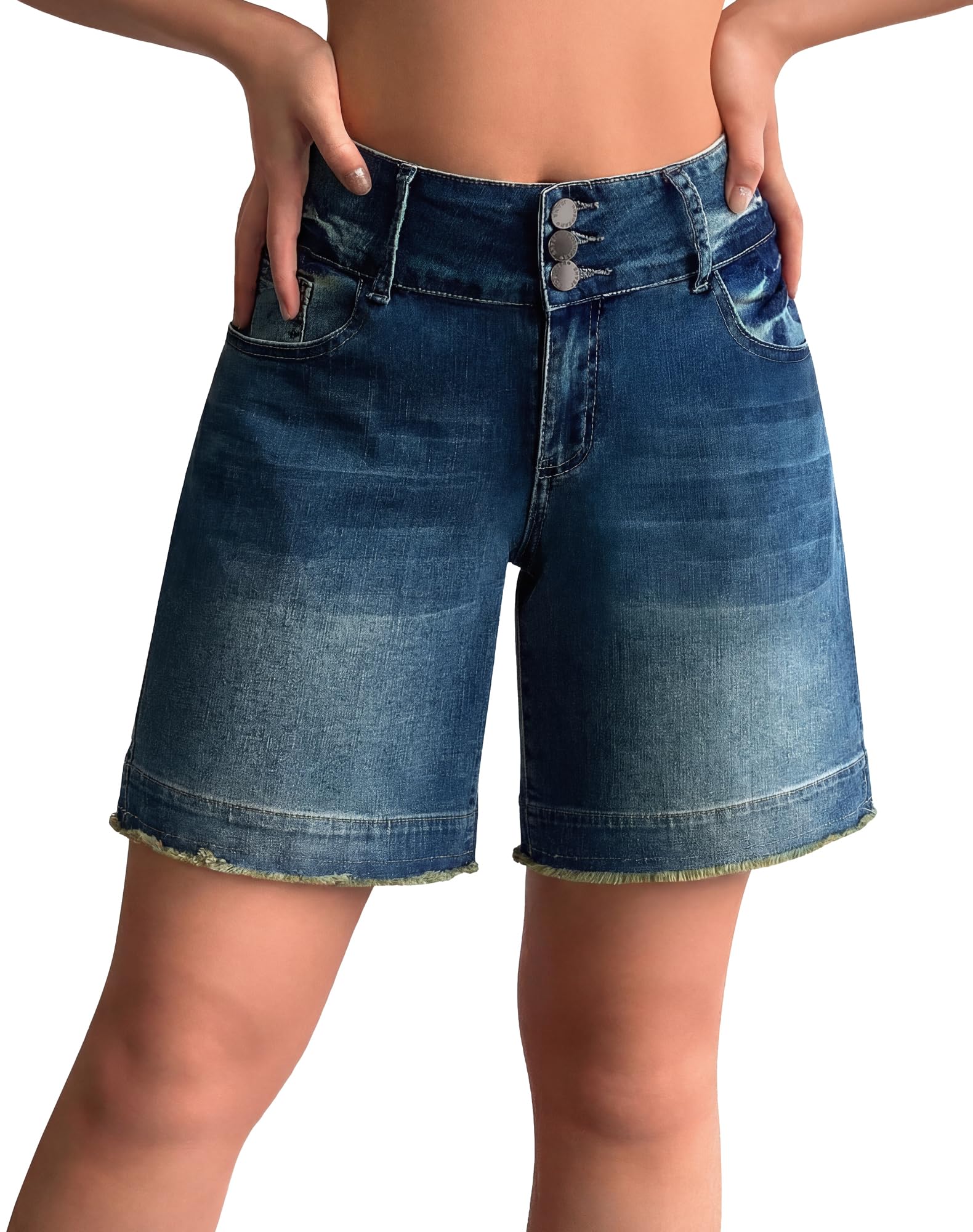 roswear Women's Stretchy Wide Leg Jean Shorts