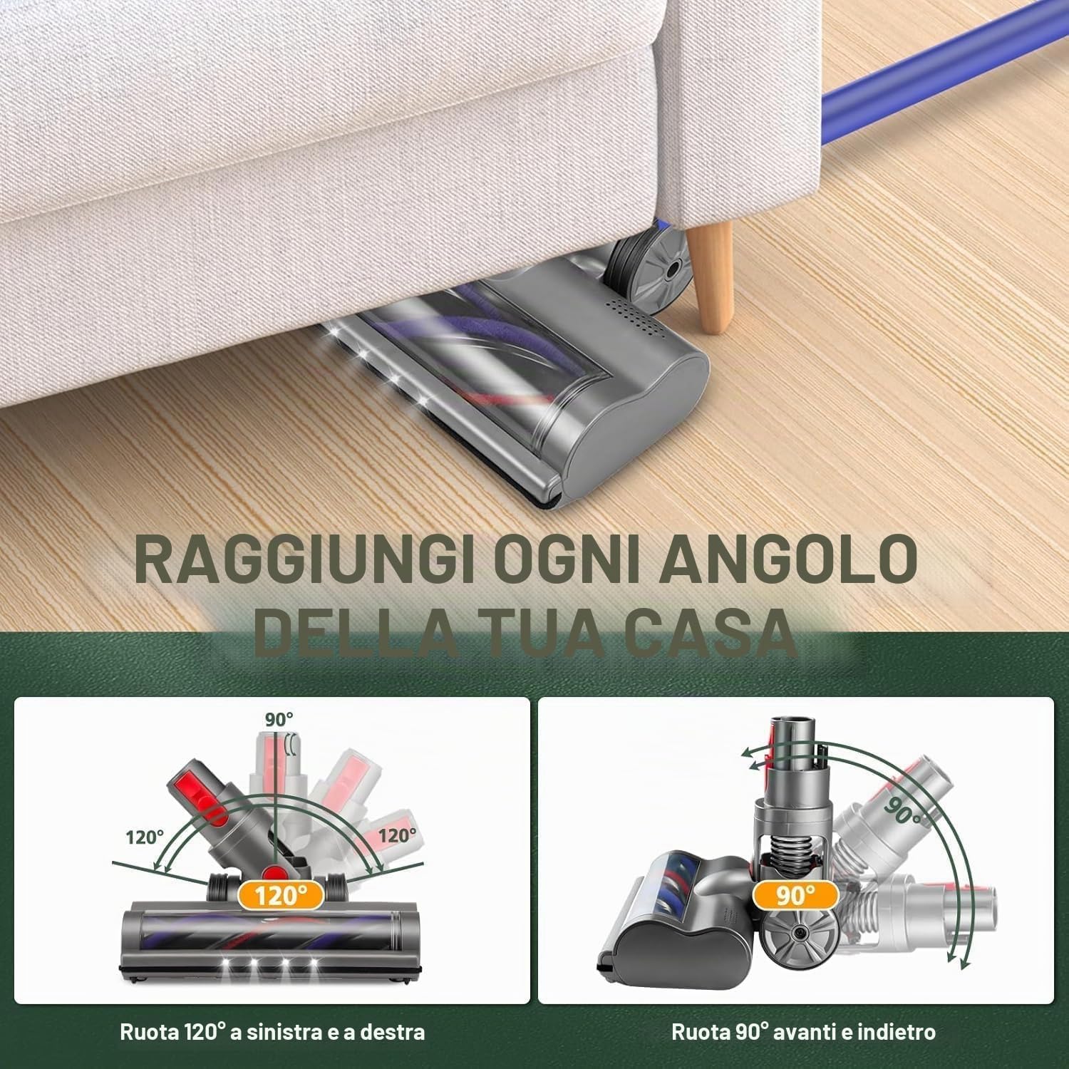 Testa Motore Spazzola Motorizzata per Dyson, Testa di Ricambio Spazzola Direct Drive per Dyson V10 Digital Slim V12 Detect Slim Aspirapolvere, Turbina Bocchetta per Pavimenti con 4 LED