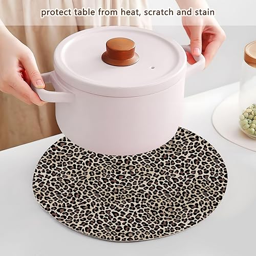 Miniatura 5 de 3 Pcs Pot Holder Trivet Mats Modern Leopard Pattern for Hot Pots and Pans 15in Cotton Thread Weave Pan Pad for Teapot Kitchen Pot Protector
